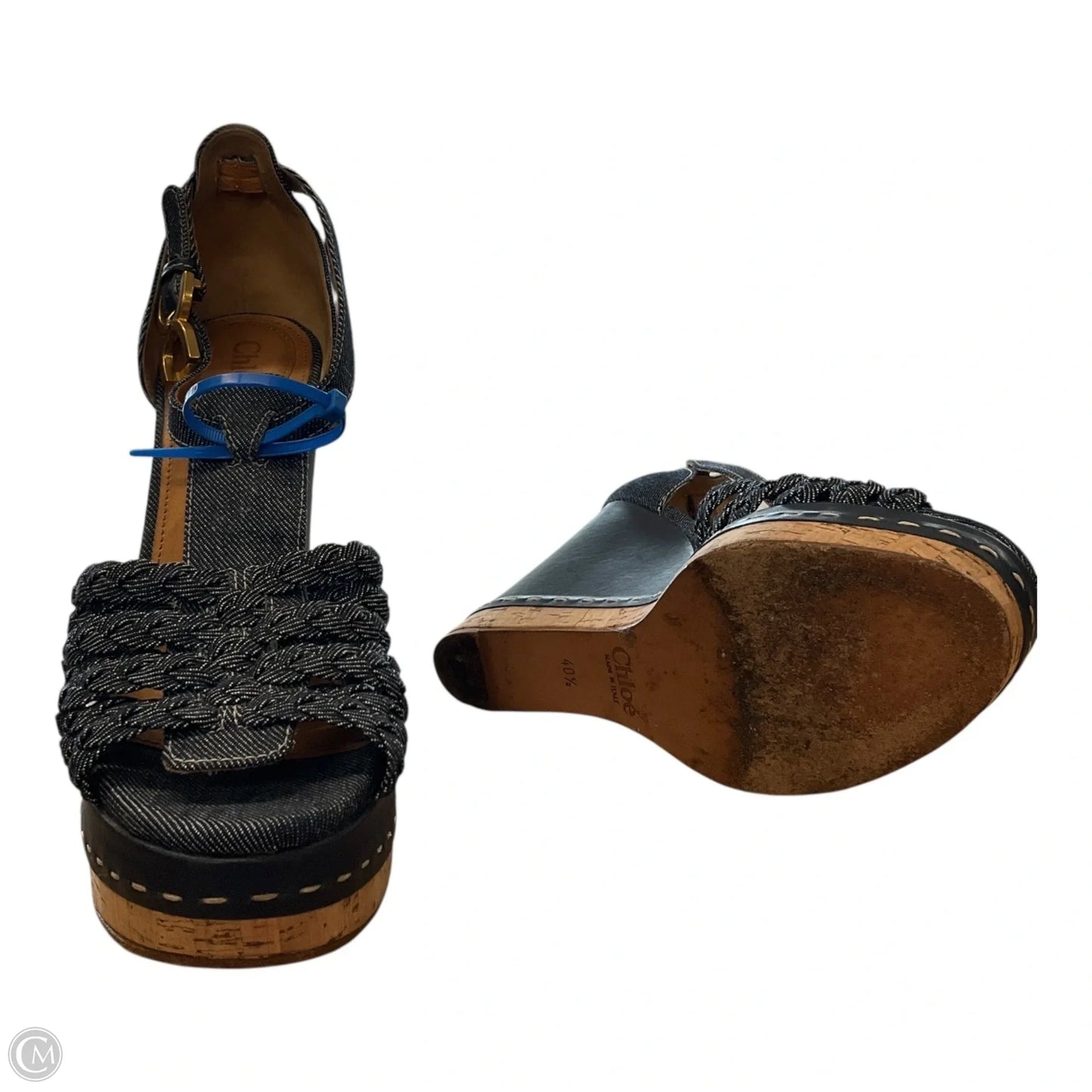 Sandals Luxury Designer By Chloe In Blue, Size: 9.5