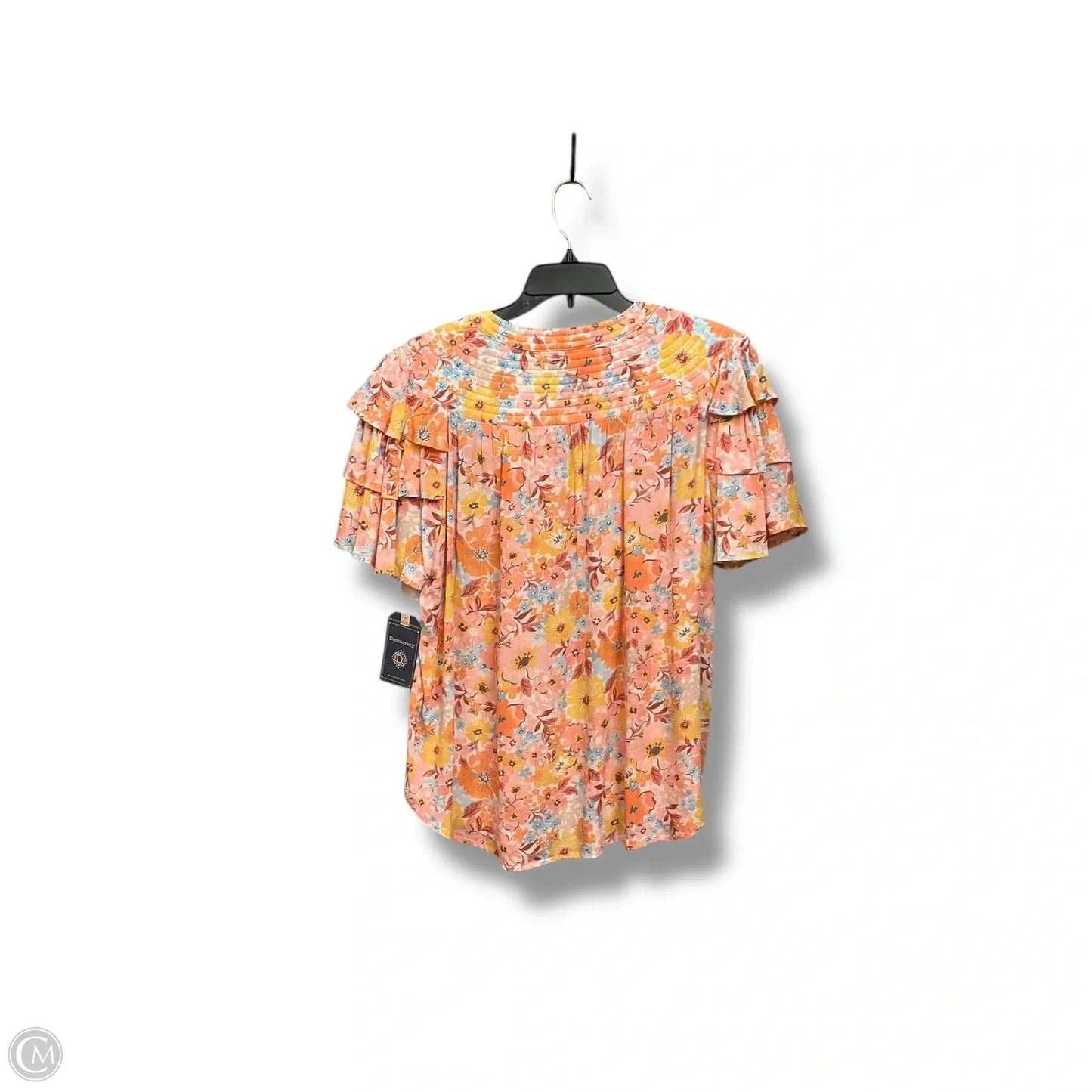 Top Short Sleeve By Democracy In Floral Print, Size: L