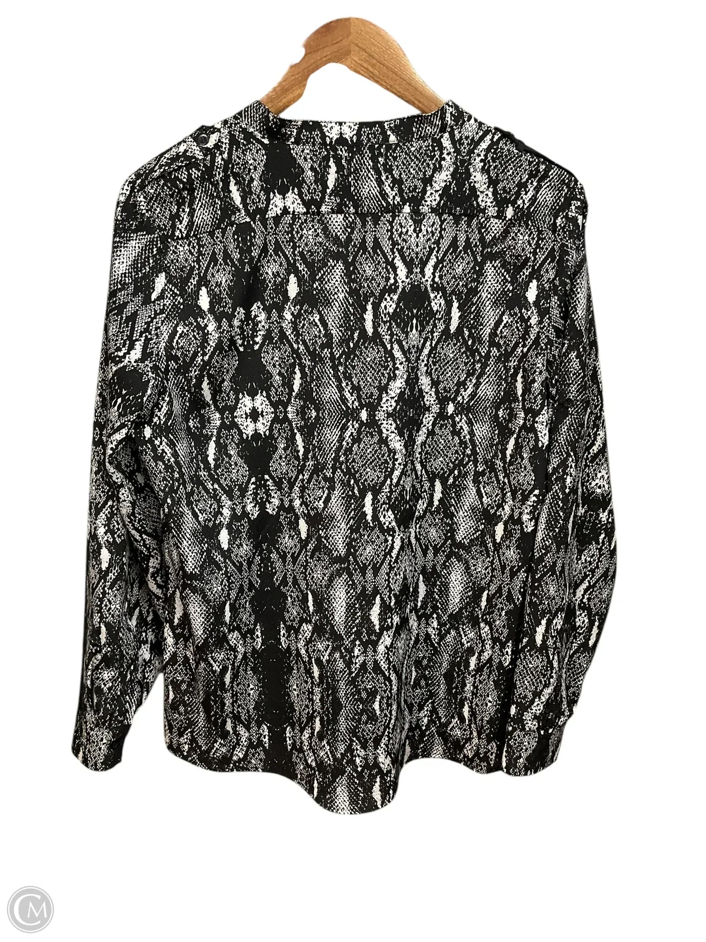 Blouse Long Sleeve By Calvin Klein In Snakeskin Print, Size: M