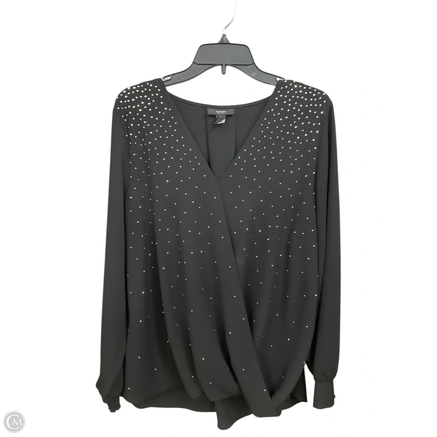 Blouse Long Sleeve By Alfani In Black, Size: Xl