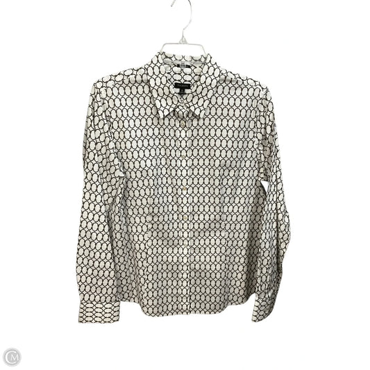 Blouse Long Sleeve By Talbots In Brown & White, Size: L