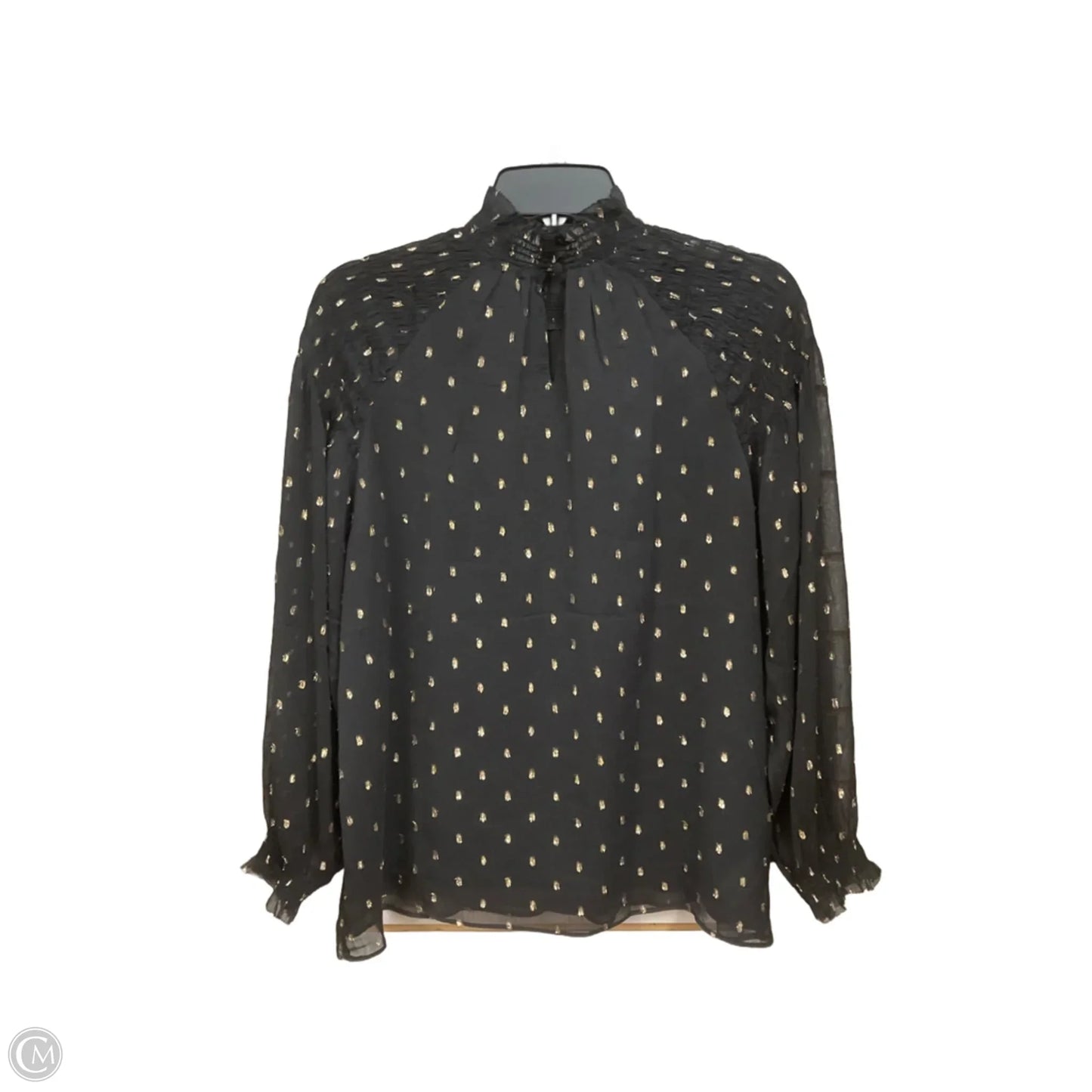 Blouse Long Sleeve By Ann Taylor In Black & Gold, Size: Lp