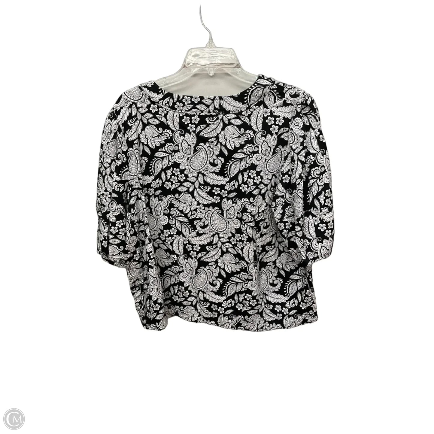 Top Short Sleeve By Loft In Black & White, Size: Xl