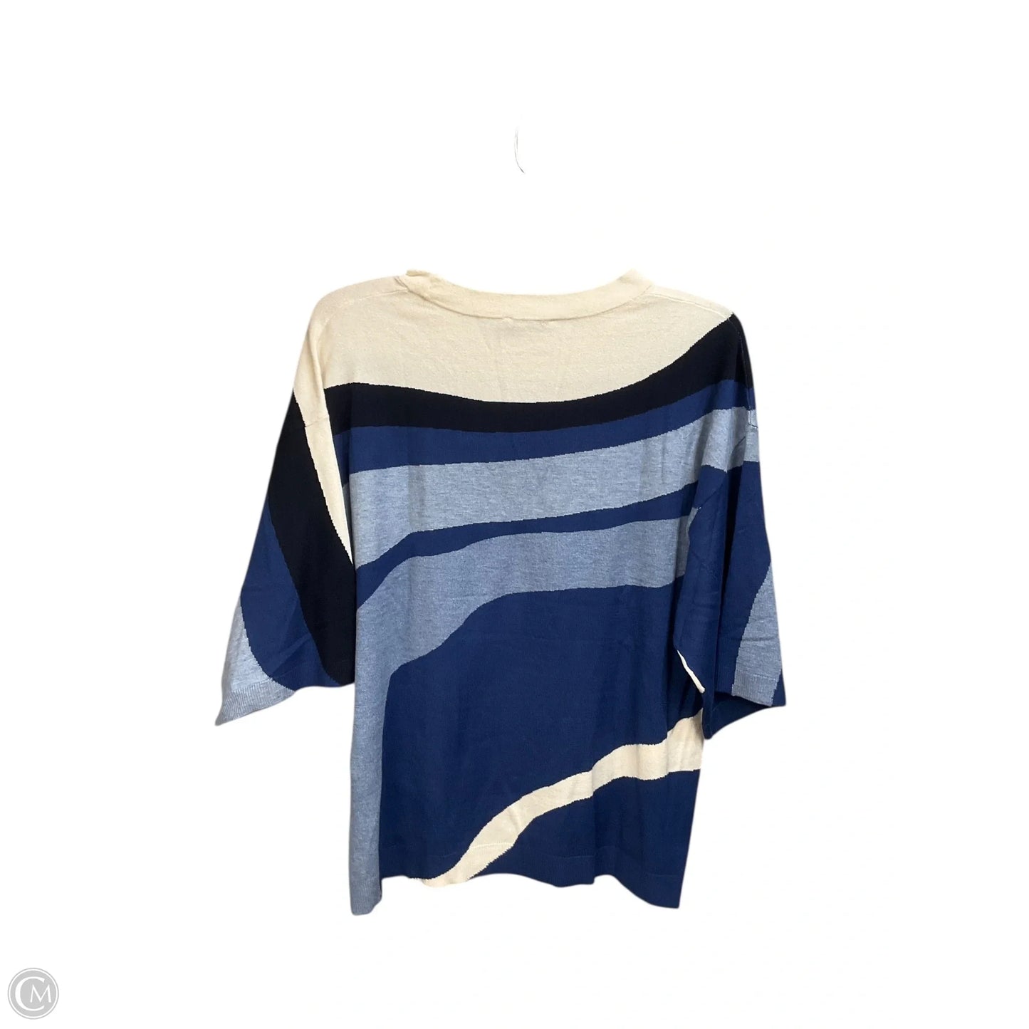 Top 3/4 Sleeve By Chicos In Blue & White, Size: M