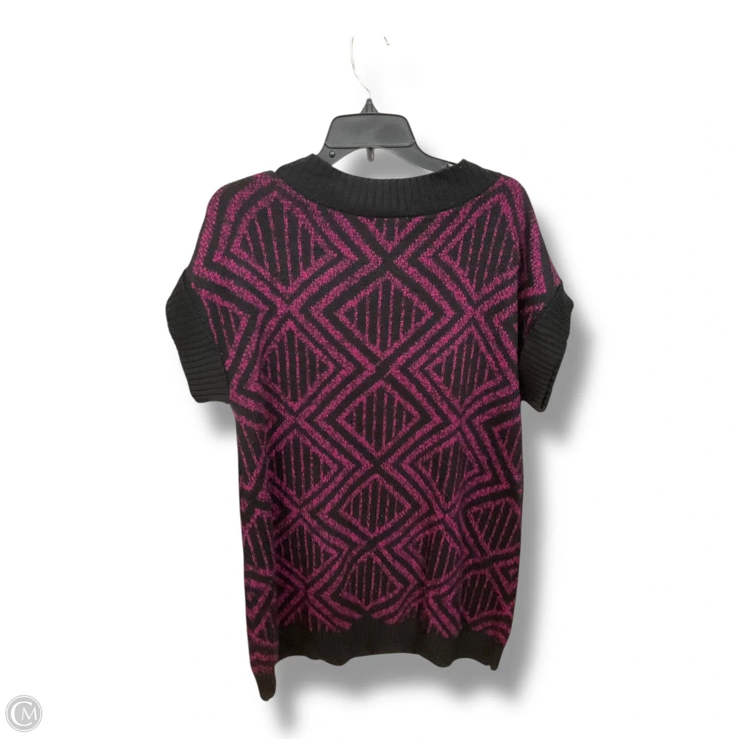 Sweater Short Sleeve By Alfani In Black & Pink, Size: Xl