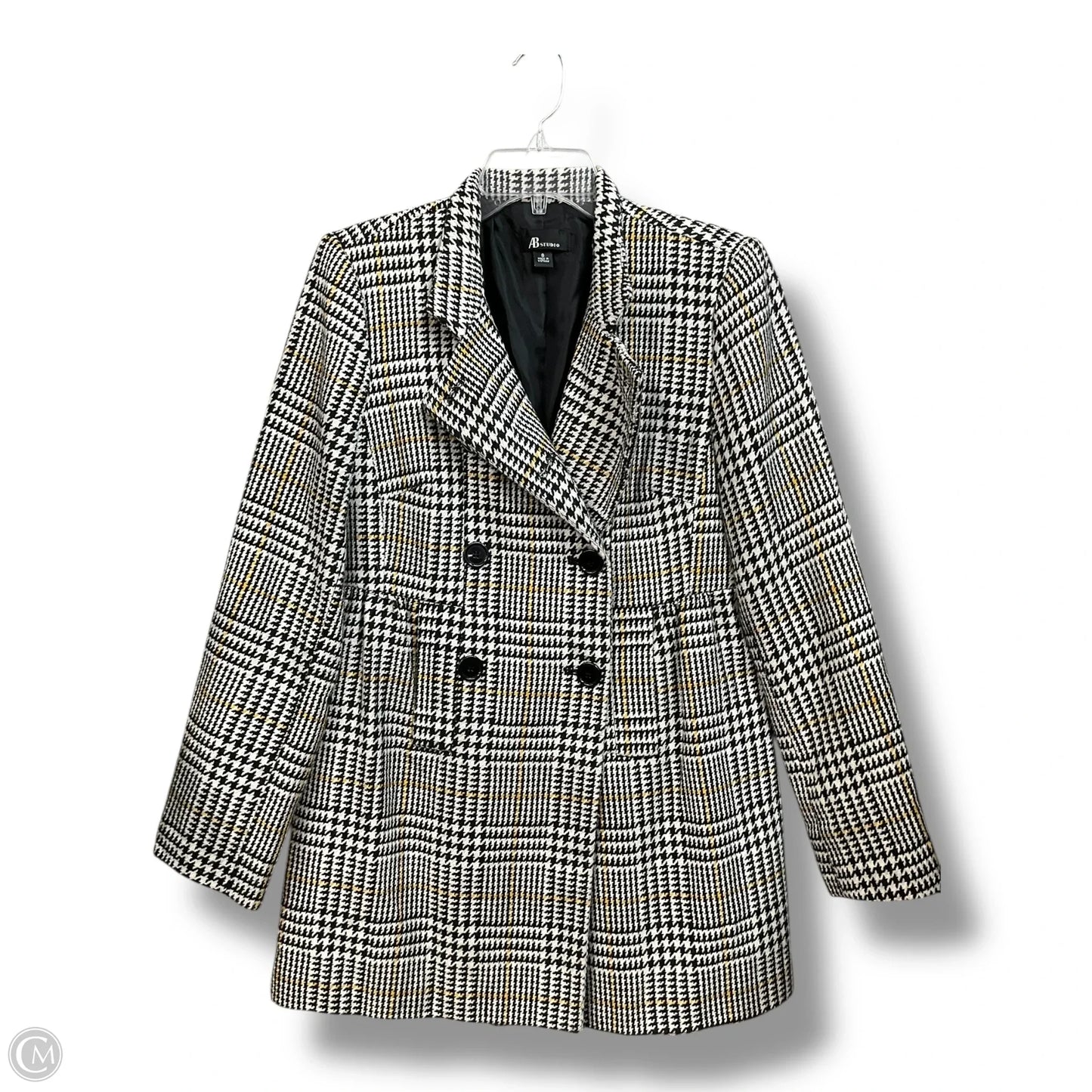 Coat Peacoat By Ab Studio In Black & White, Size: M