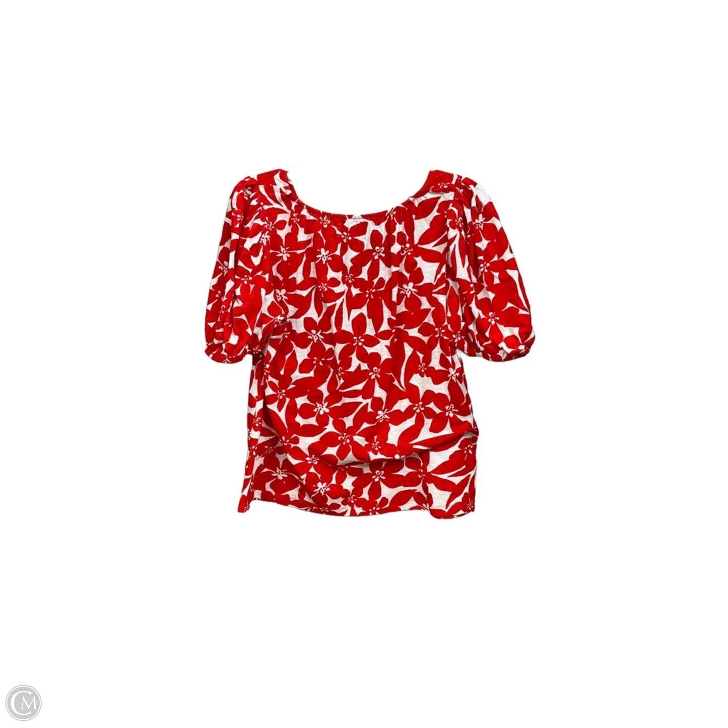 Top Short Sleeve By Loft In Red & White, Size: M