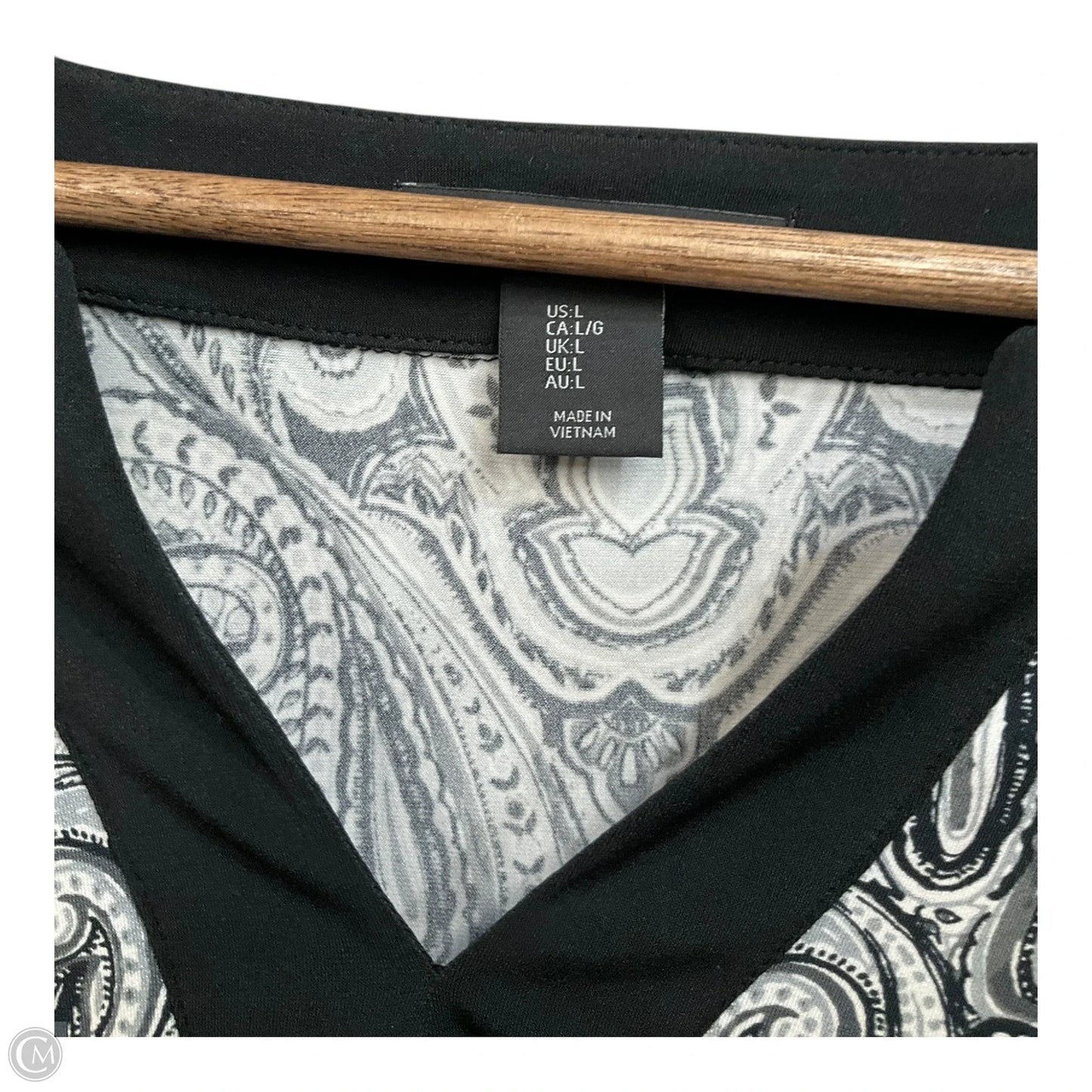 Tunic Long Sleeve By Tahari By Arthur Levine In Black & White, Size: L