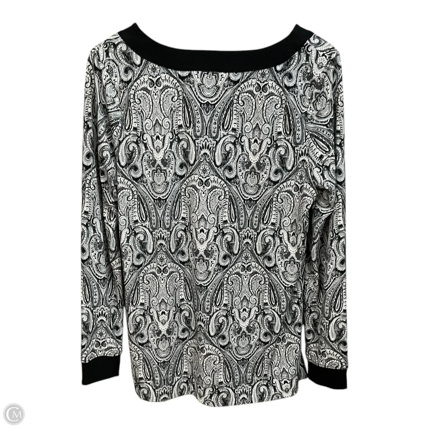 Tunic Long Sleeve By Tahari By Arthur Levine In Black & White, Size: L