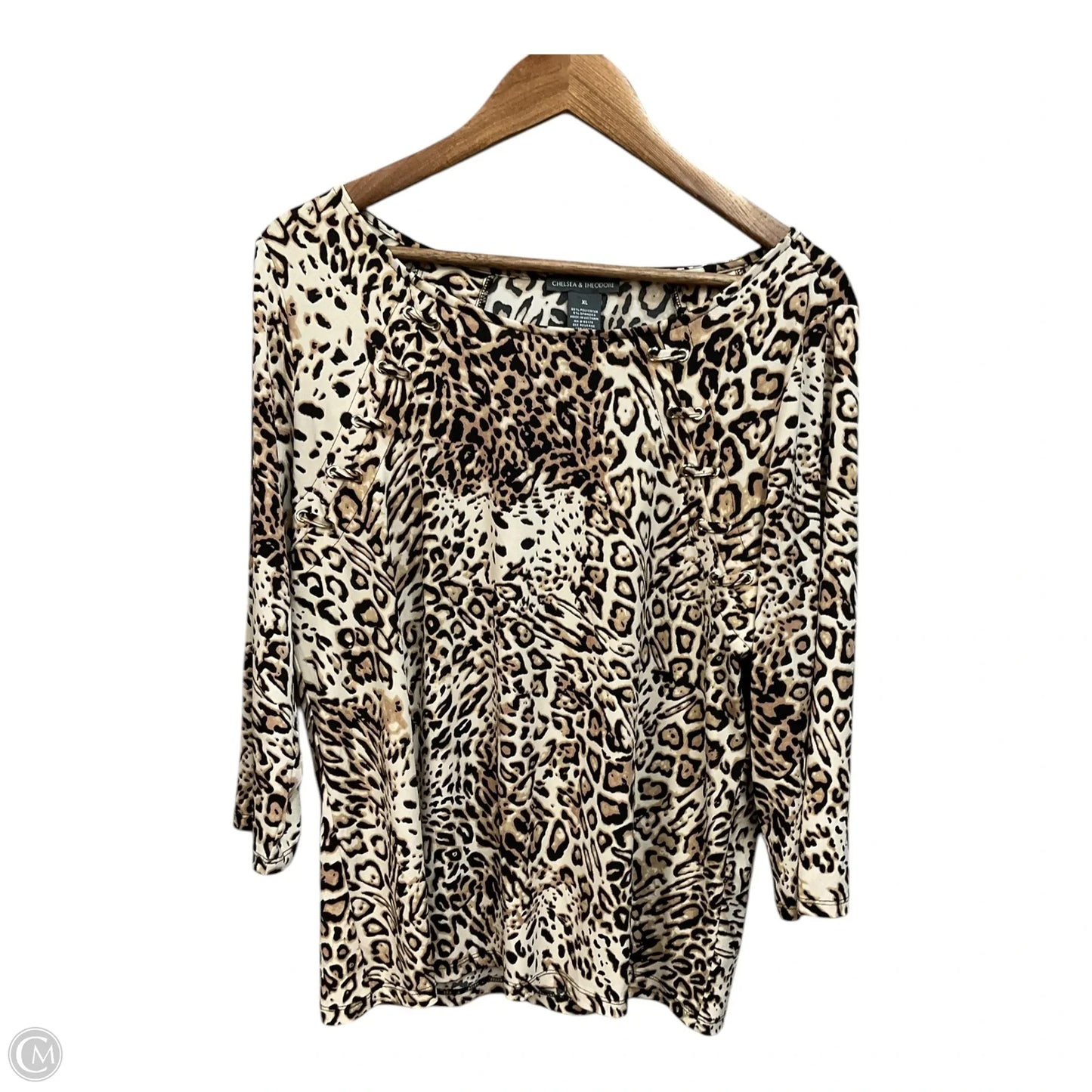 Top 3/4 Sleeve By Chelsea And Theodore In Animal Print, Size: Xl