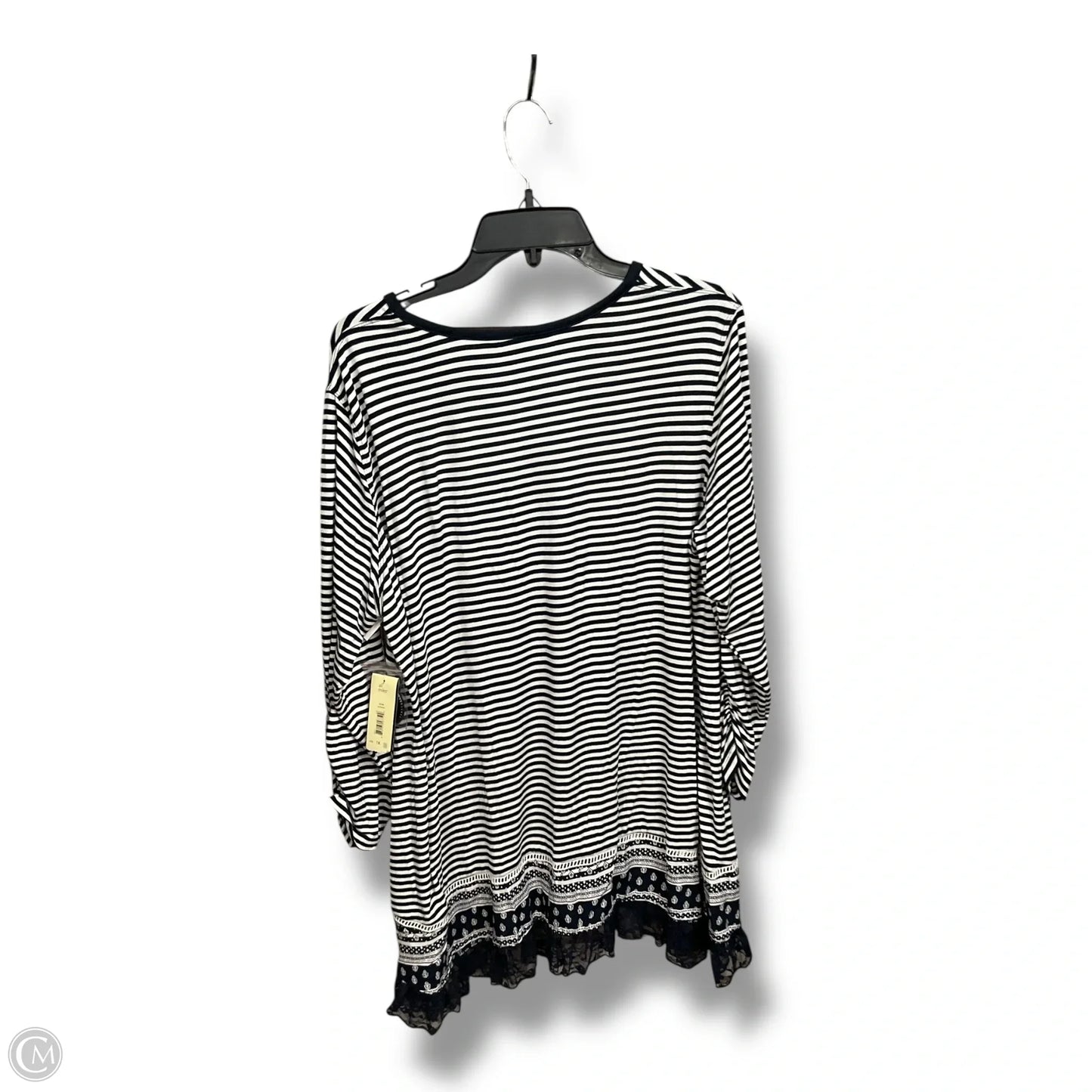 Top 3/4 Sleeve By Ali Miles In Striped Pattern, Size: 1x