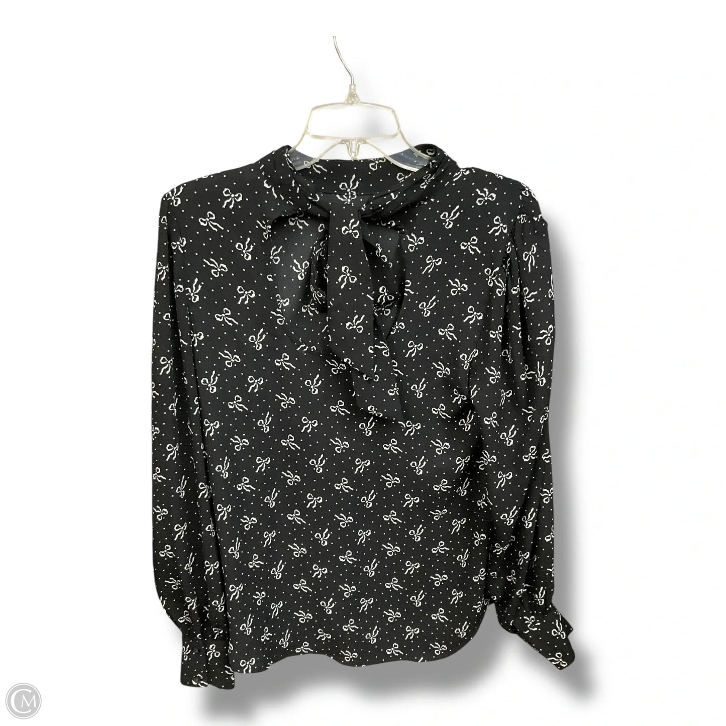 Blouse Long Sleeve By Loft In Black & White, Size: S