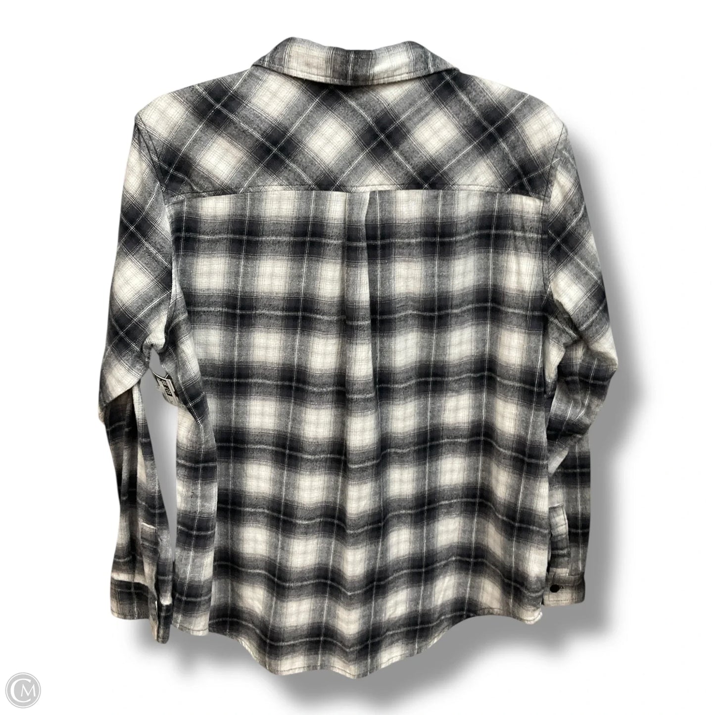 Blouse Long Sleeve By Weatherproof In Plaid Pattern, Size: L