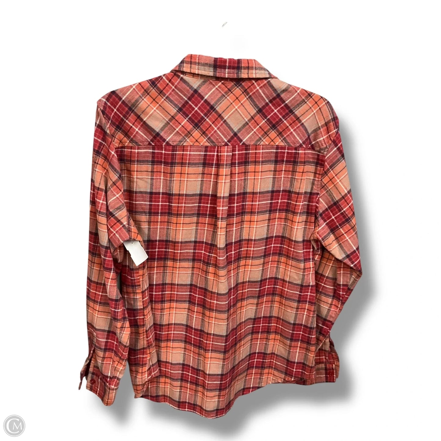 Blouse Long Sleeve By Weatherproof In Plaid Pattern, Size: L