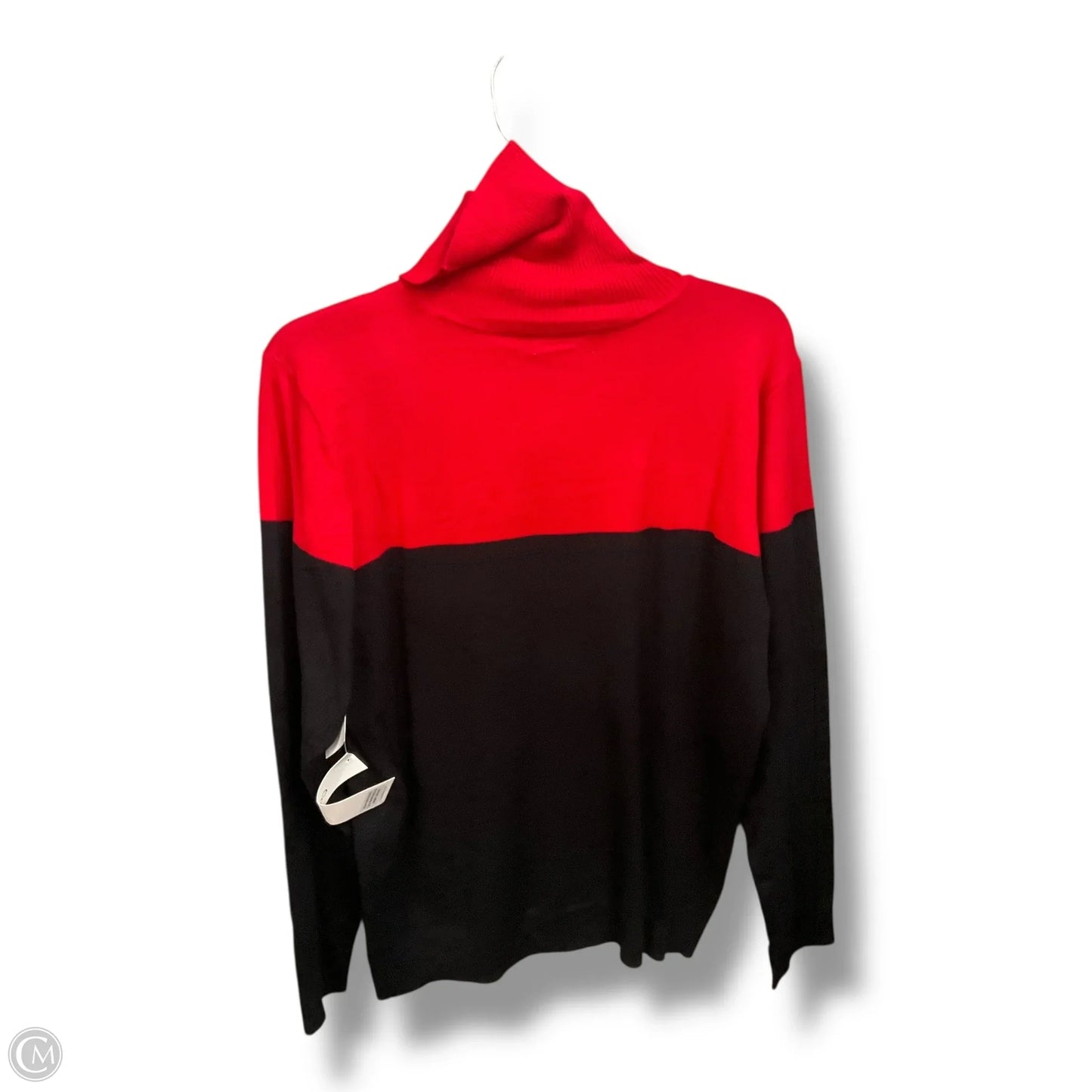 Top Long Sleeve By Calvin Klein In Black & Red, Size: Xl