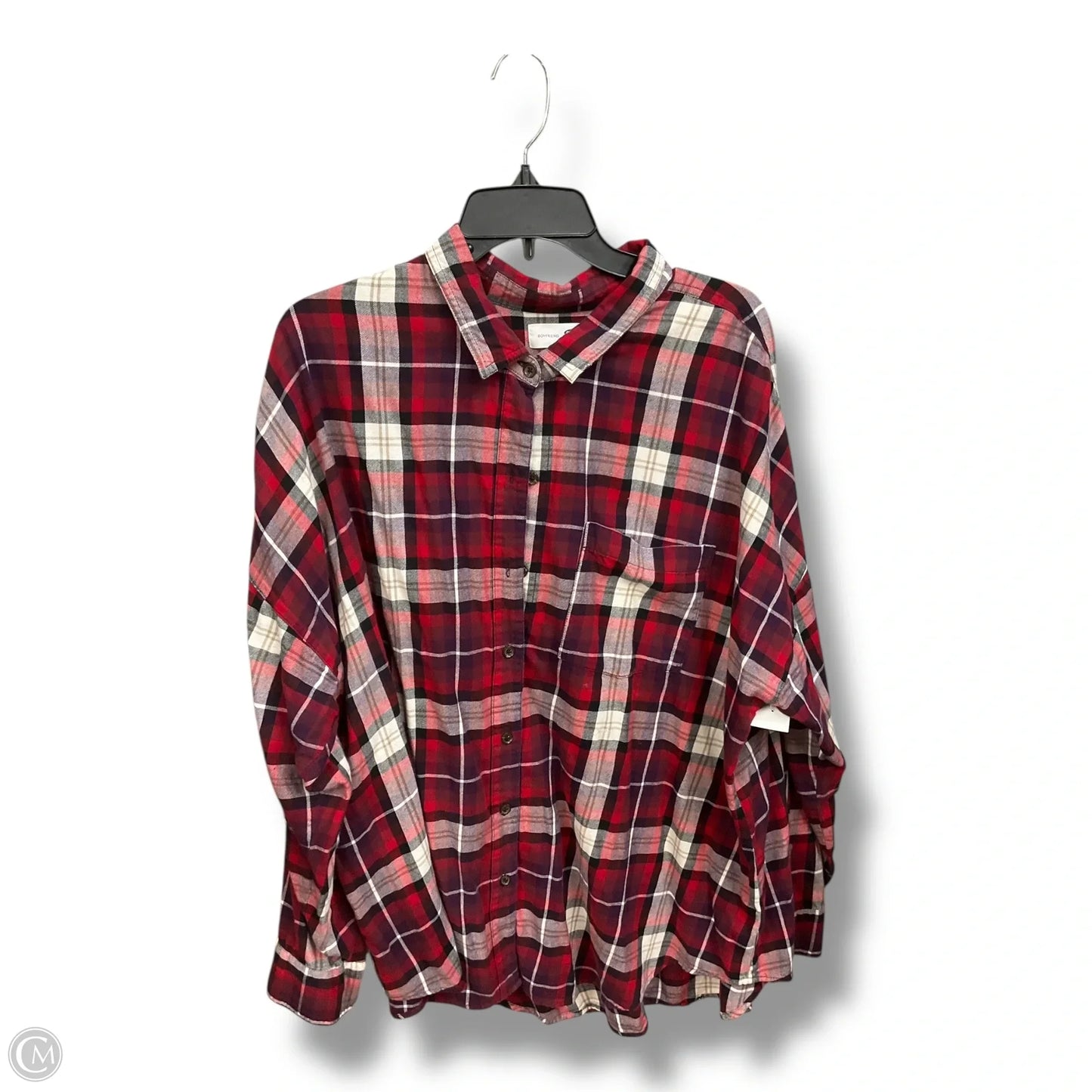 Blouse Long Sleeve By Old Navy In Plaid Pattern, Size: Xxl