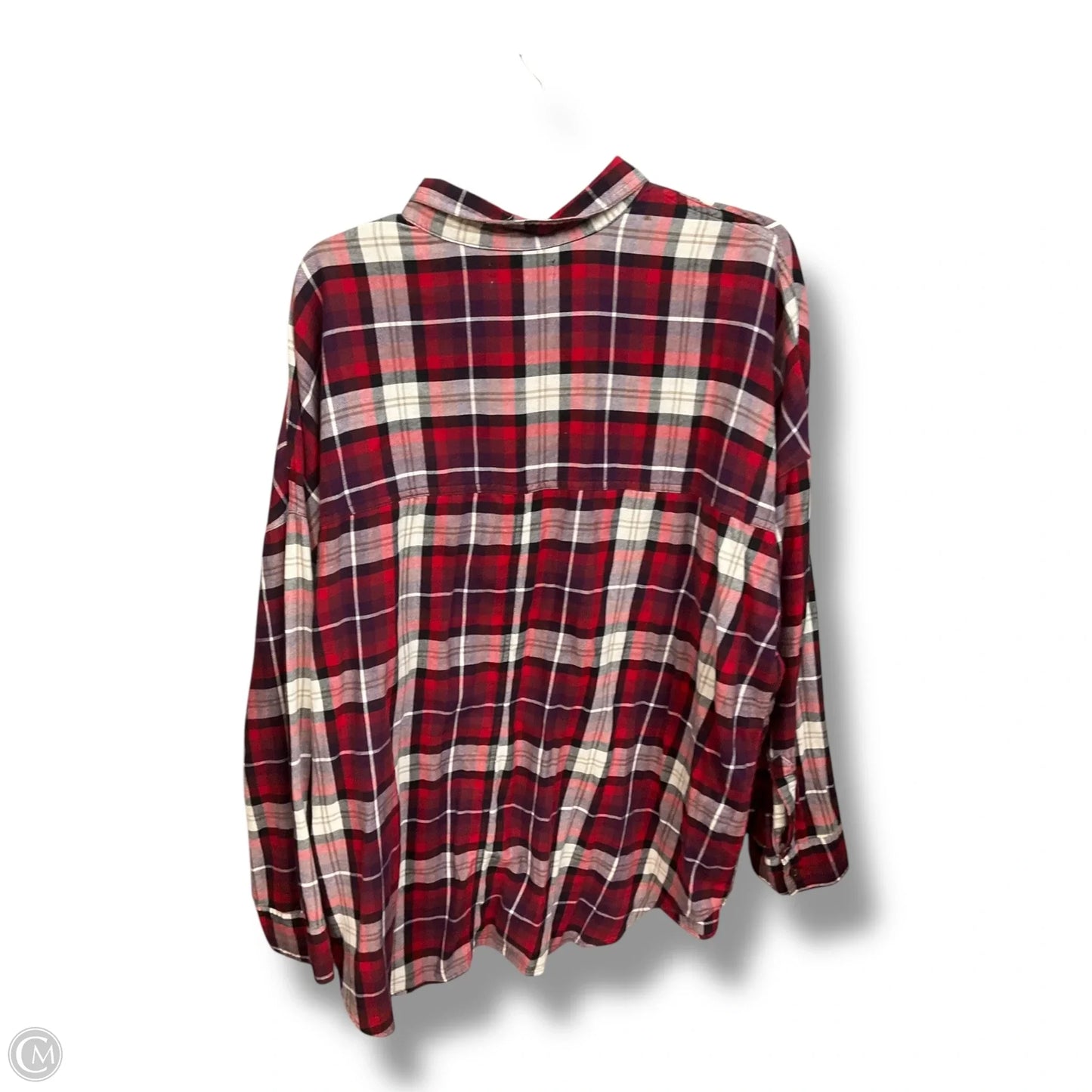 Blouse Long Sleeve By Old Navy In Plaid Pattern, Size: Xxl
