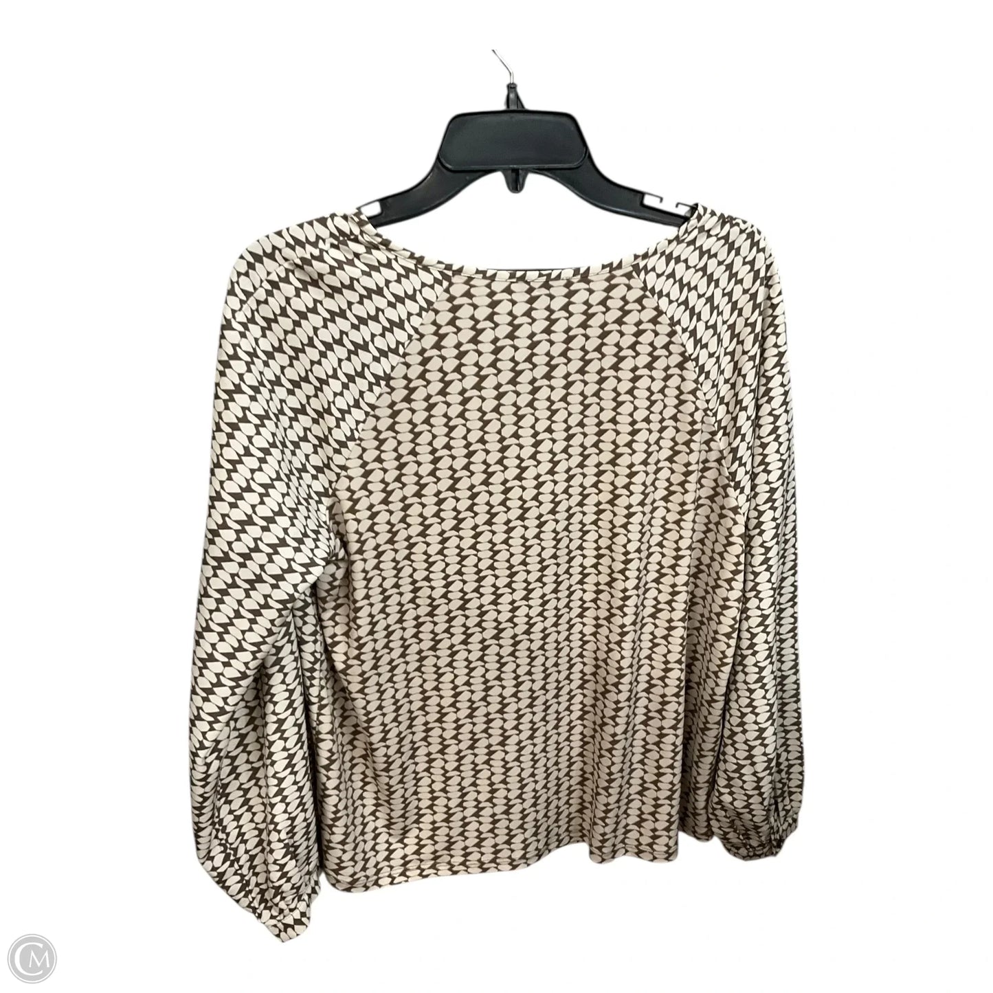 Top Long Sleeve By Ann Taylor In Grey & White, Size: Mp