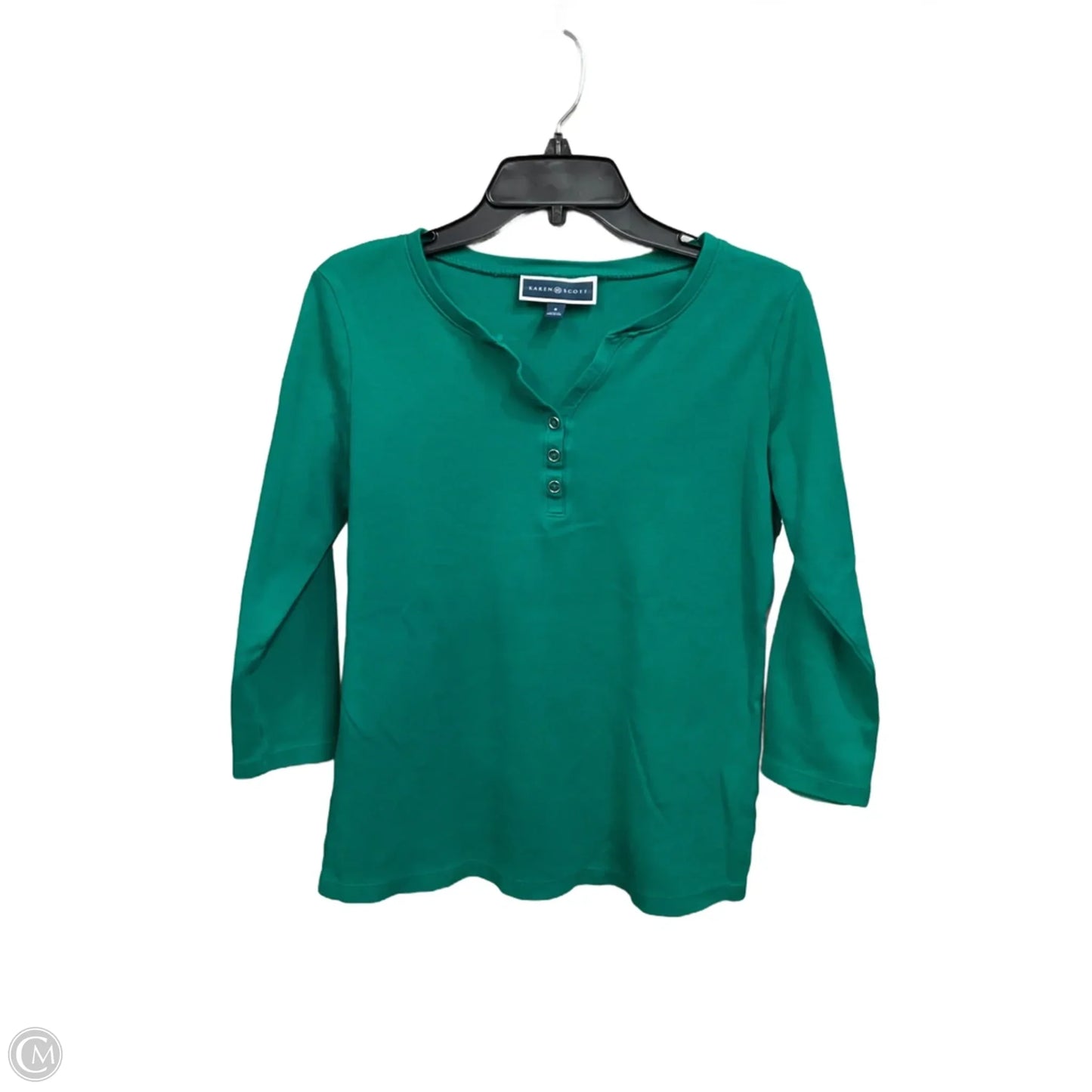 Top 3/4 Sleeve Basic By Clothes Mentor In Green, Size: S