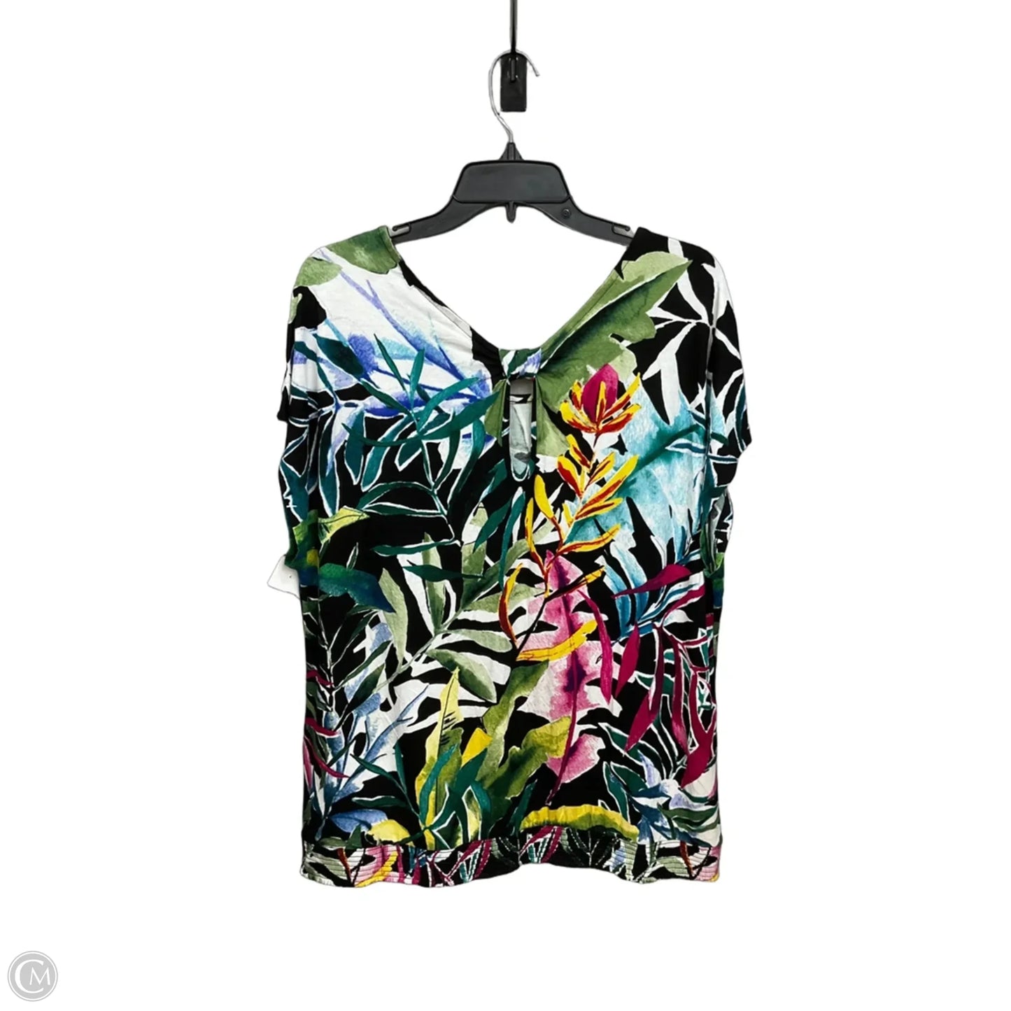 Top Short Sleeve By Christopher And Banks In Tropical Print, Size: Xl