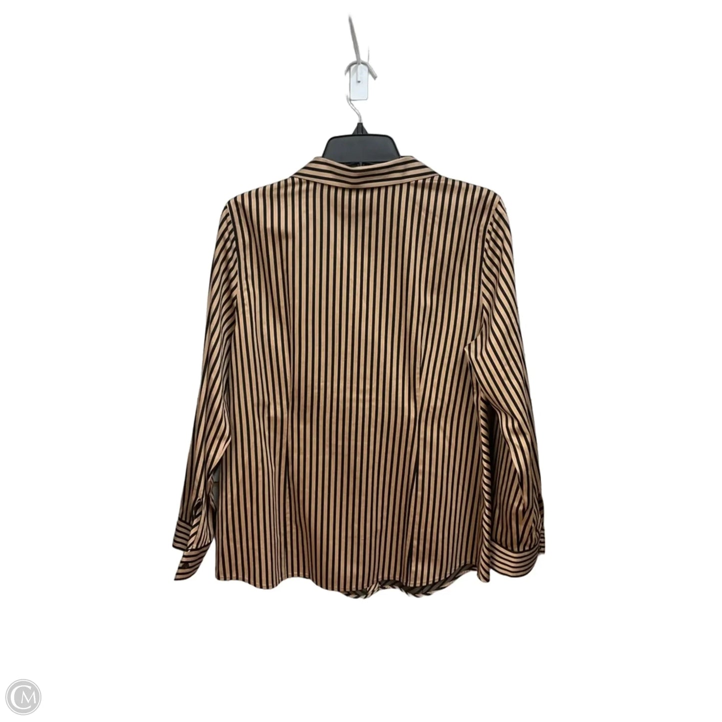 Blouse Long Sleeve By Chicos In Black & Tan, Size: M