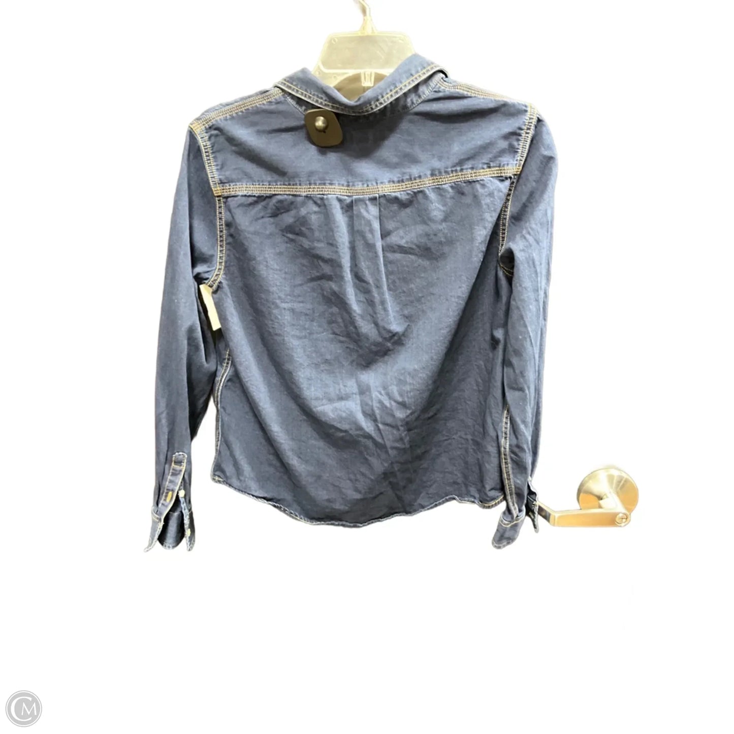 Blouse Long Sleeve By Banana Republic In Blue Denim, Size: S