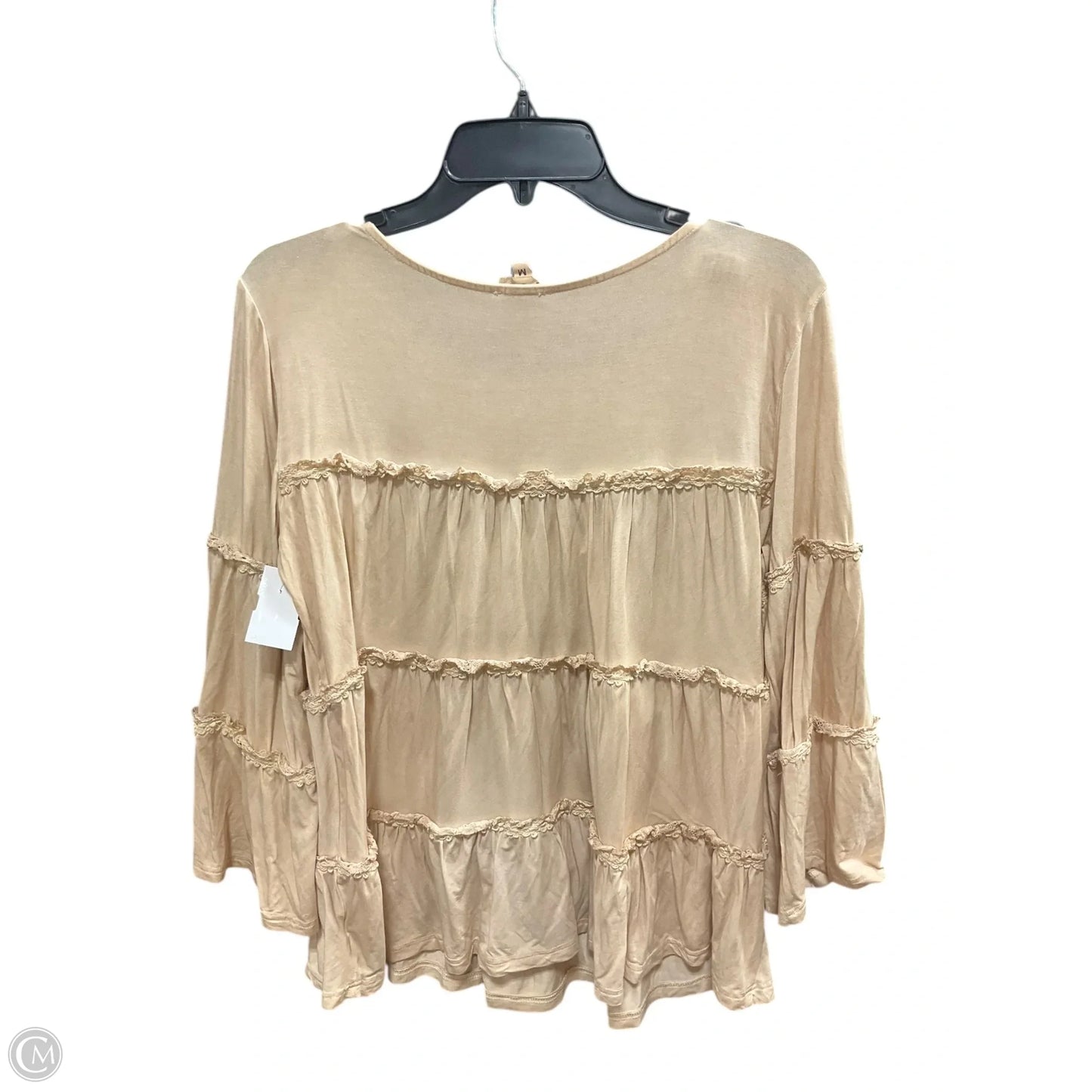 Top Long Sleeve By Pol In Tan, Size: M