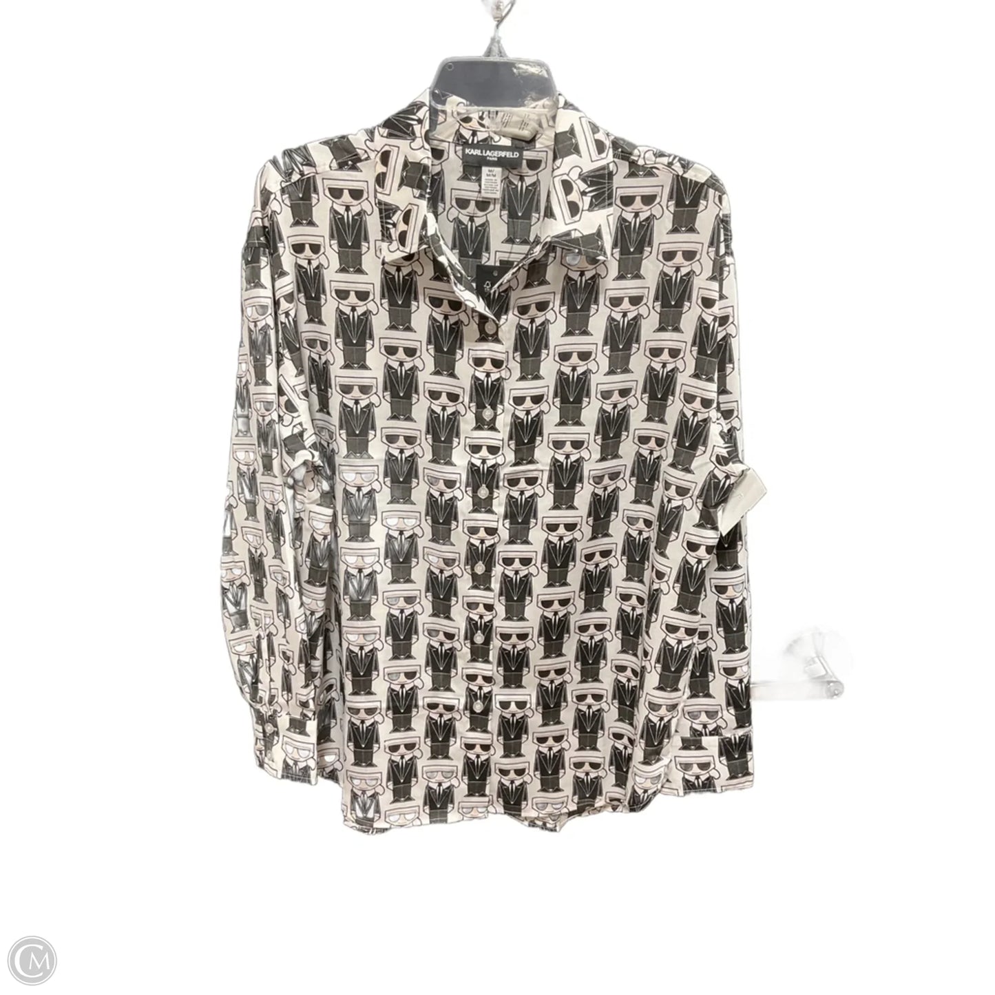 Blouse Designer By Karl Lagerfeld In Black & White, Size: M