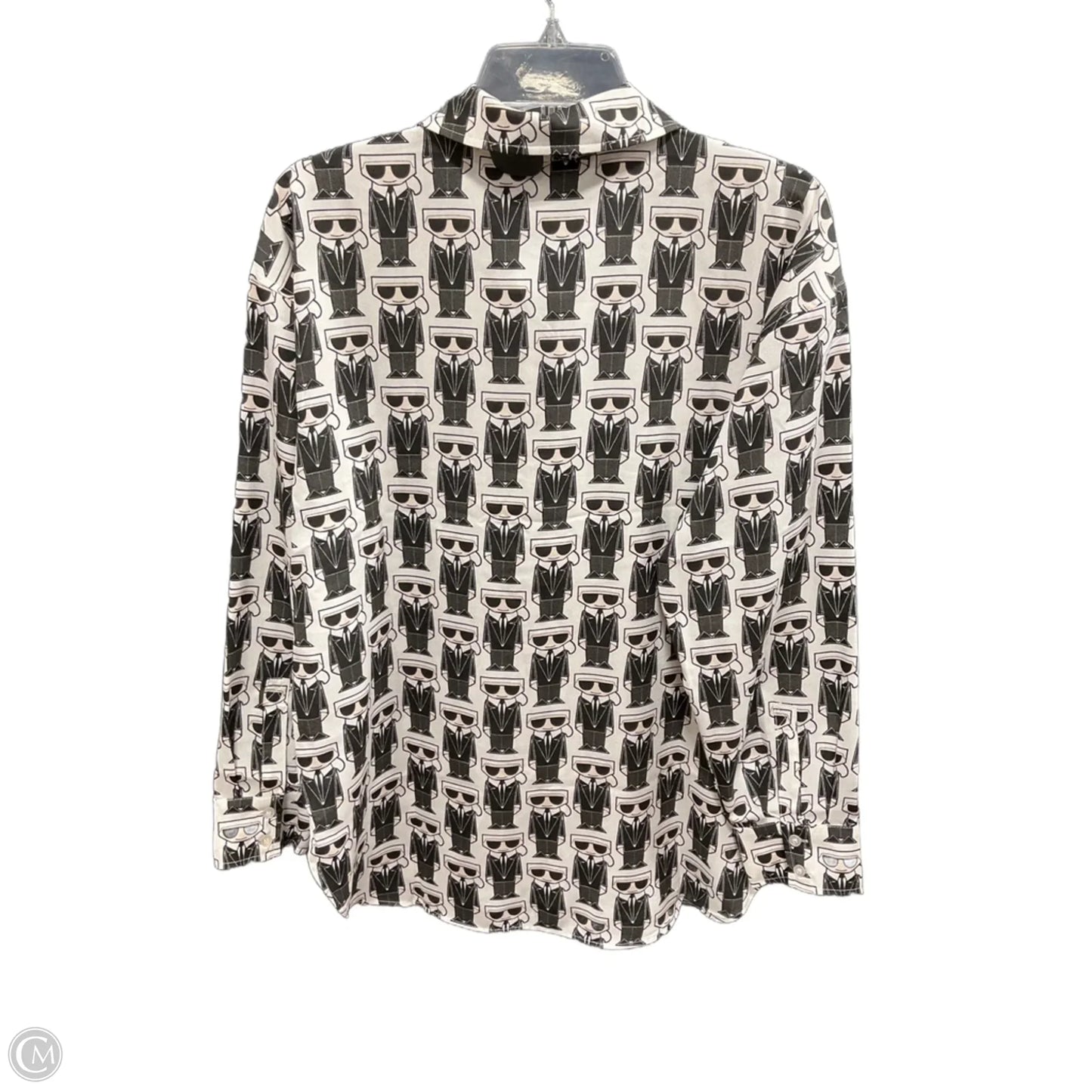 Blouse Designer By Karl Lagerfeld In Black & White, Size: M