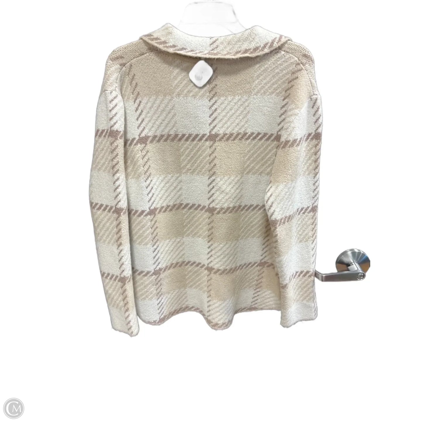 Sweater Cardigan By Pink Rose In Tan & White, Size: Xl