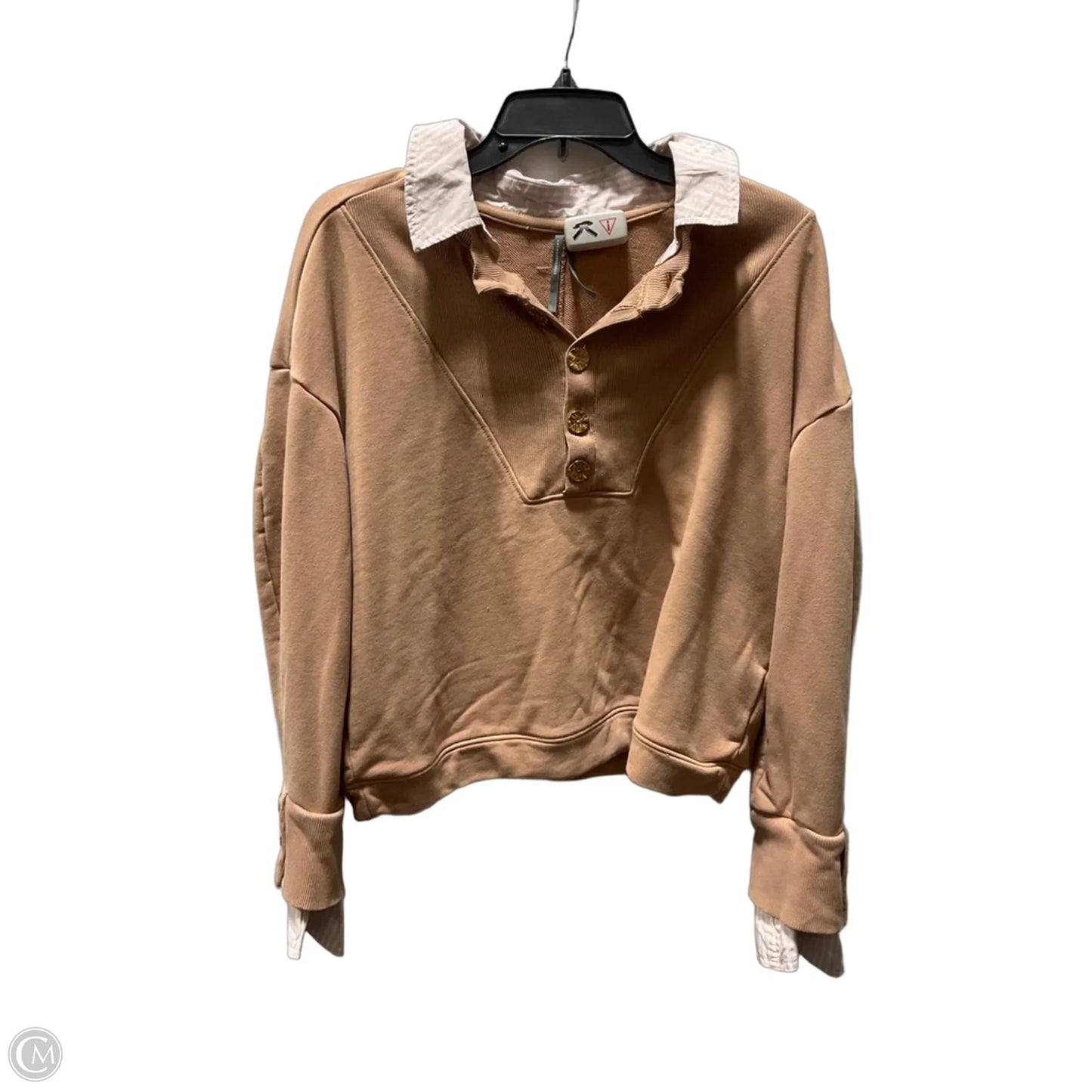 Top Long Sleeve By Anthropologie In Beige, Size: M