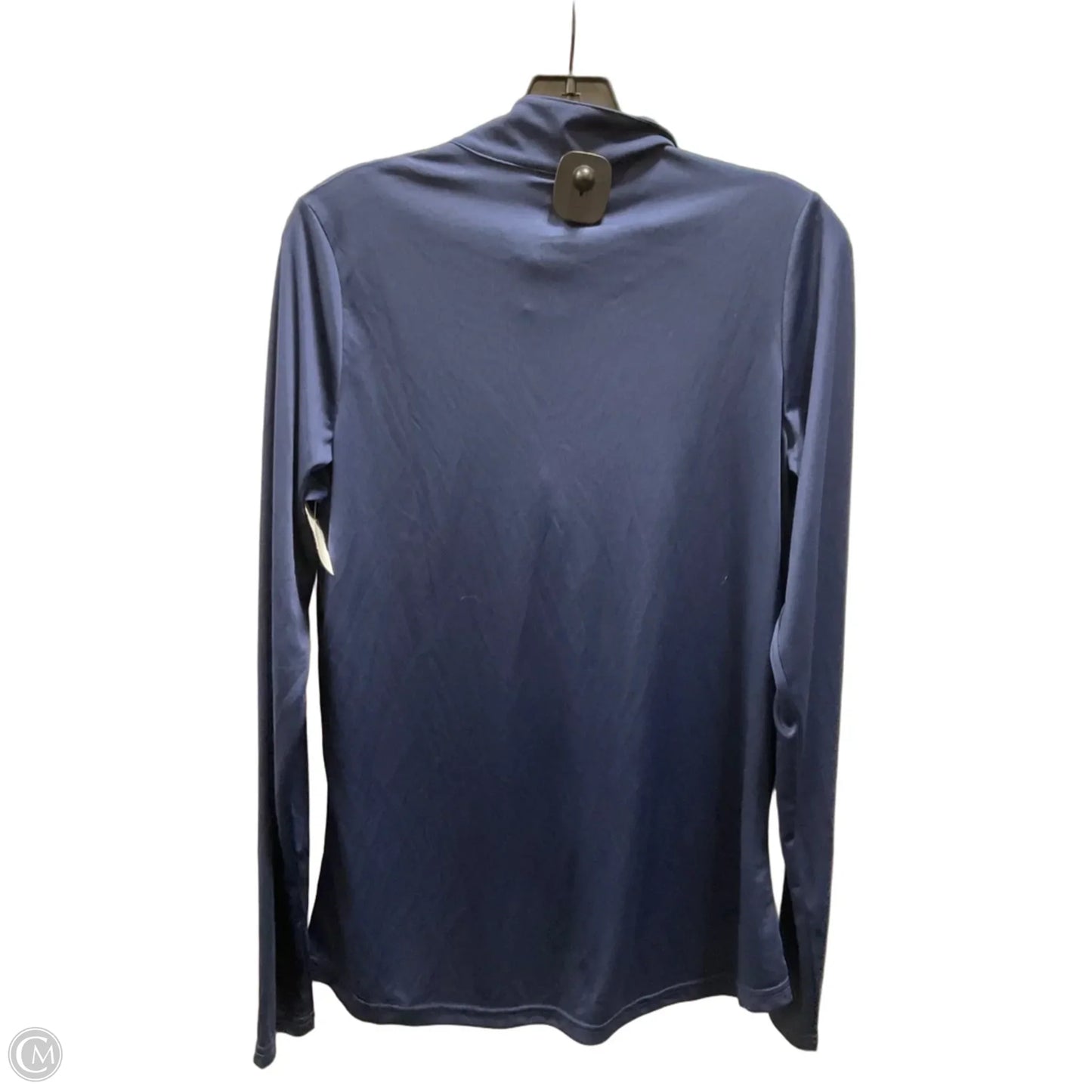 Athletic Top Long Sleeve Collar By Reebok In Navy, Size: L
