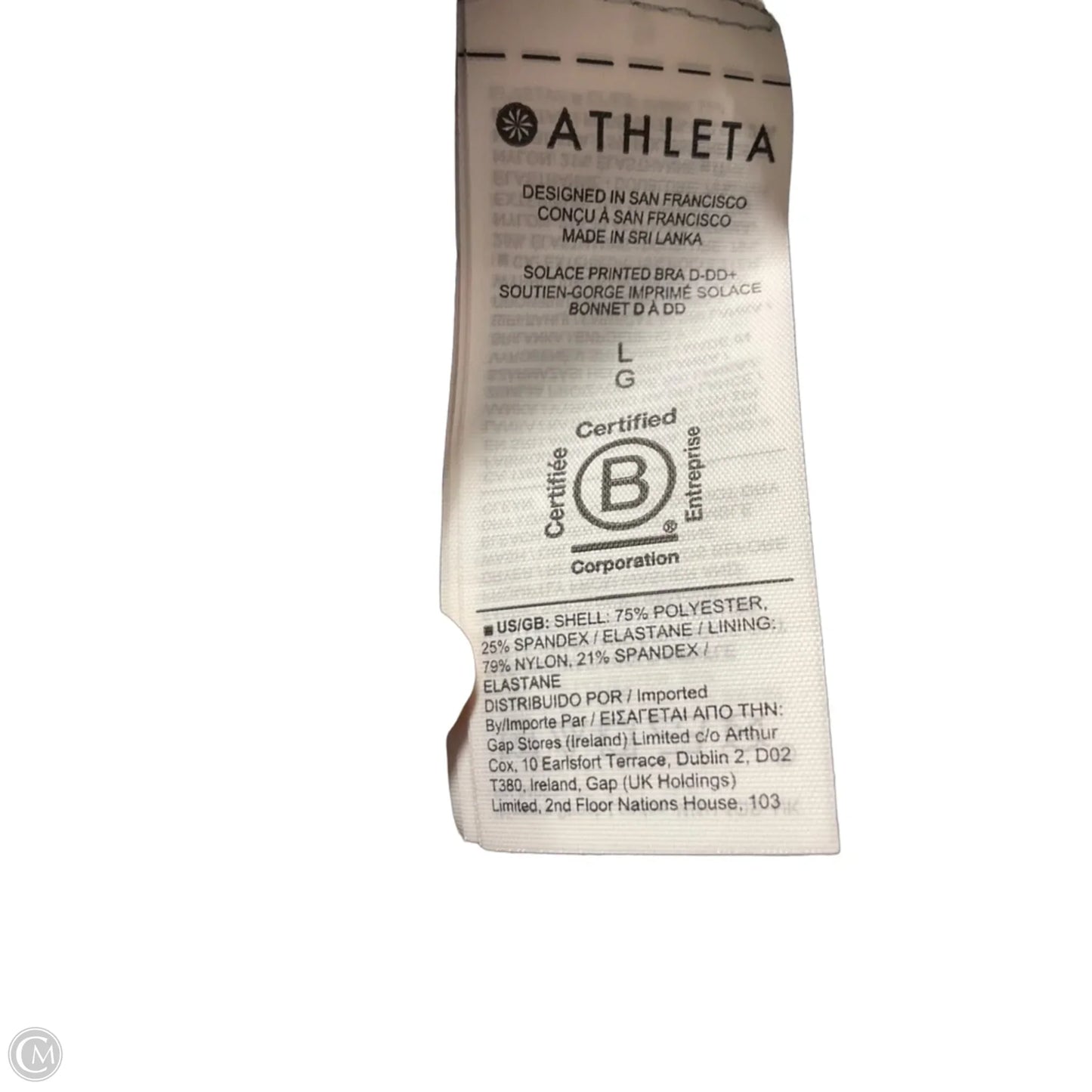 Athletic Bra By Athleta In Tie Dye Print, Size: L