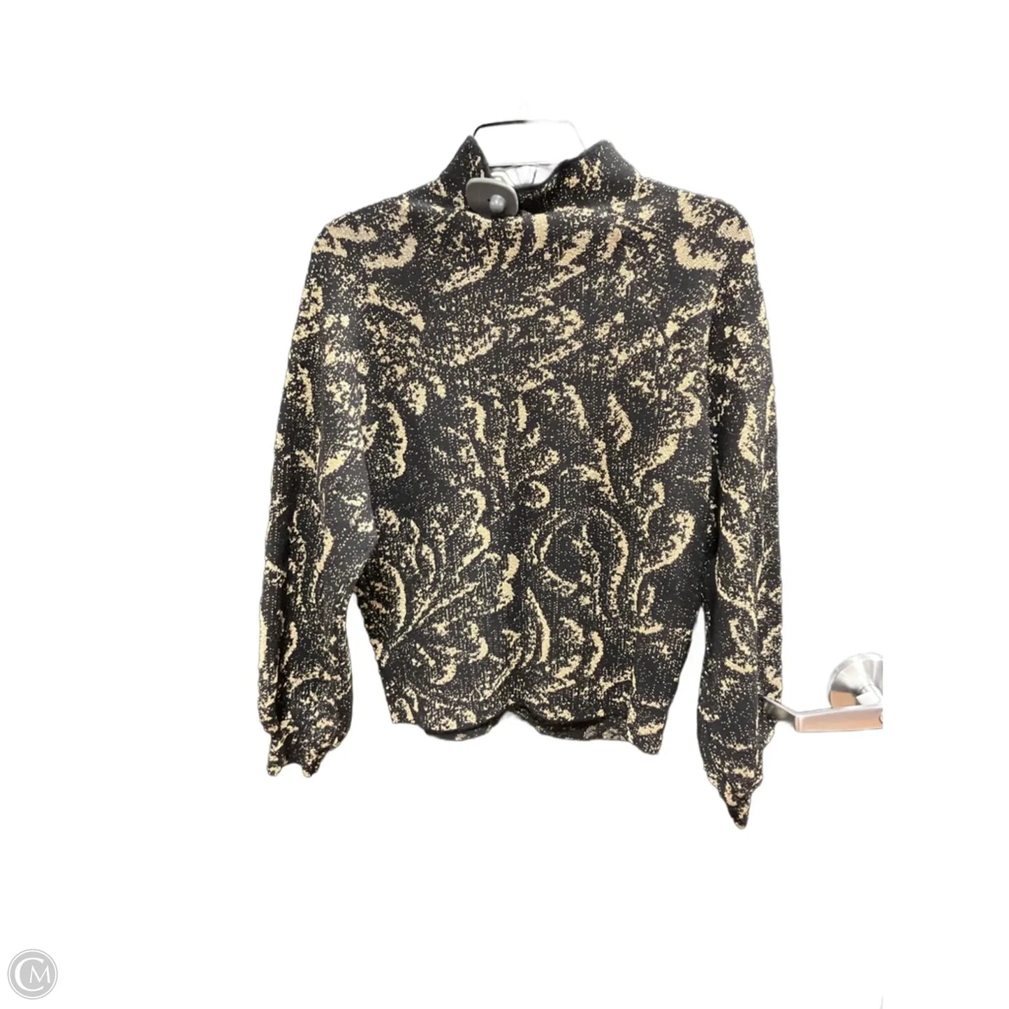 Sweater By Anthropologie In Black & Gold, Size: S
