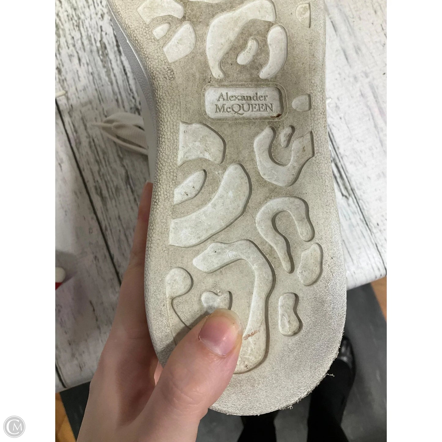 Shoes Luxury Designer By Alexander Mcqueen In Red & White, Size: 8.5