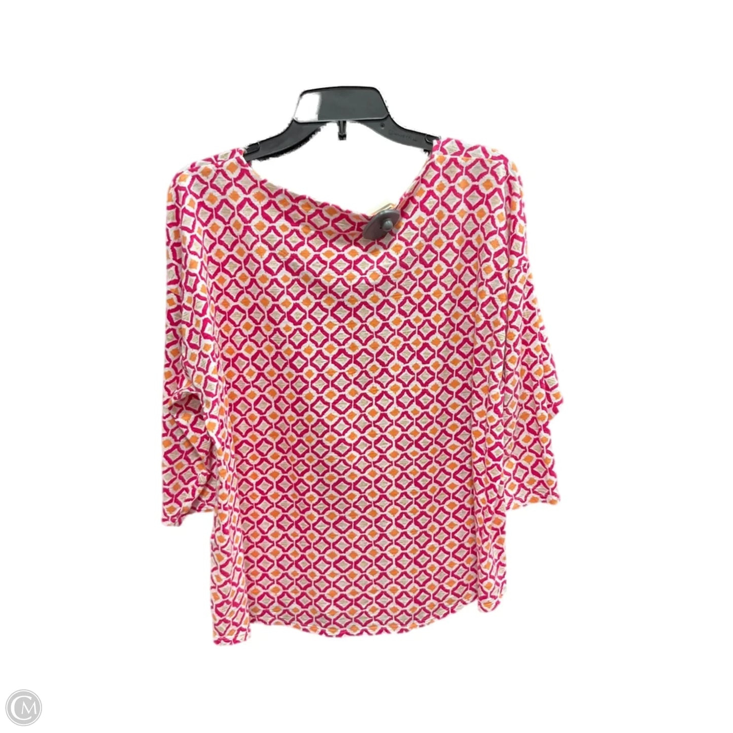 Top 3/4 Sleeve By Chicos In Orange & Pink, Size: Xl
