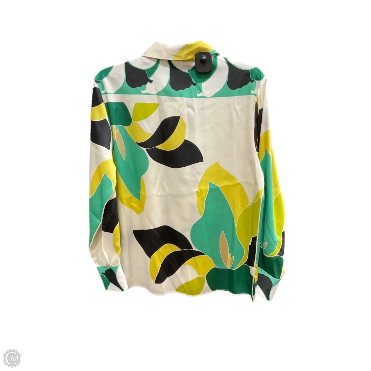 Blouse Long Sleeve By Zara In Green & White, Size: S