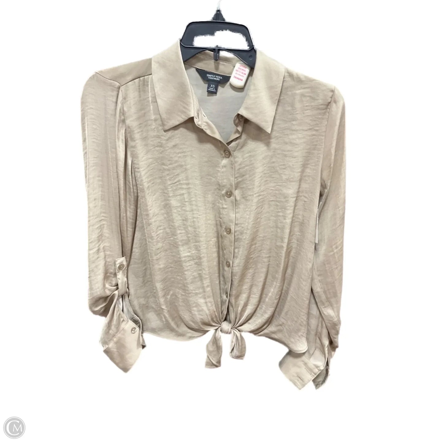Blouse Long Sleeve By Simply Vera In Gold, Size: Xs