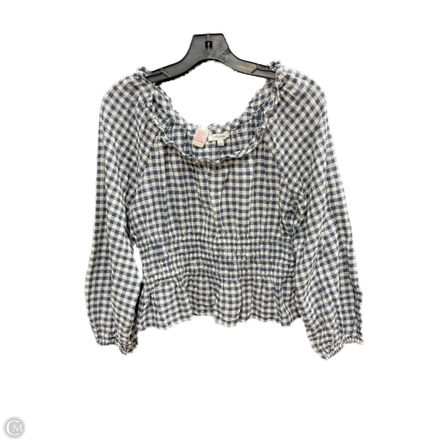 Top Long Sleeve By Madewell In Blue & Cream, Size: S