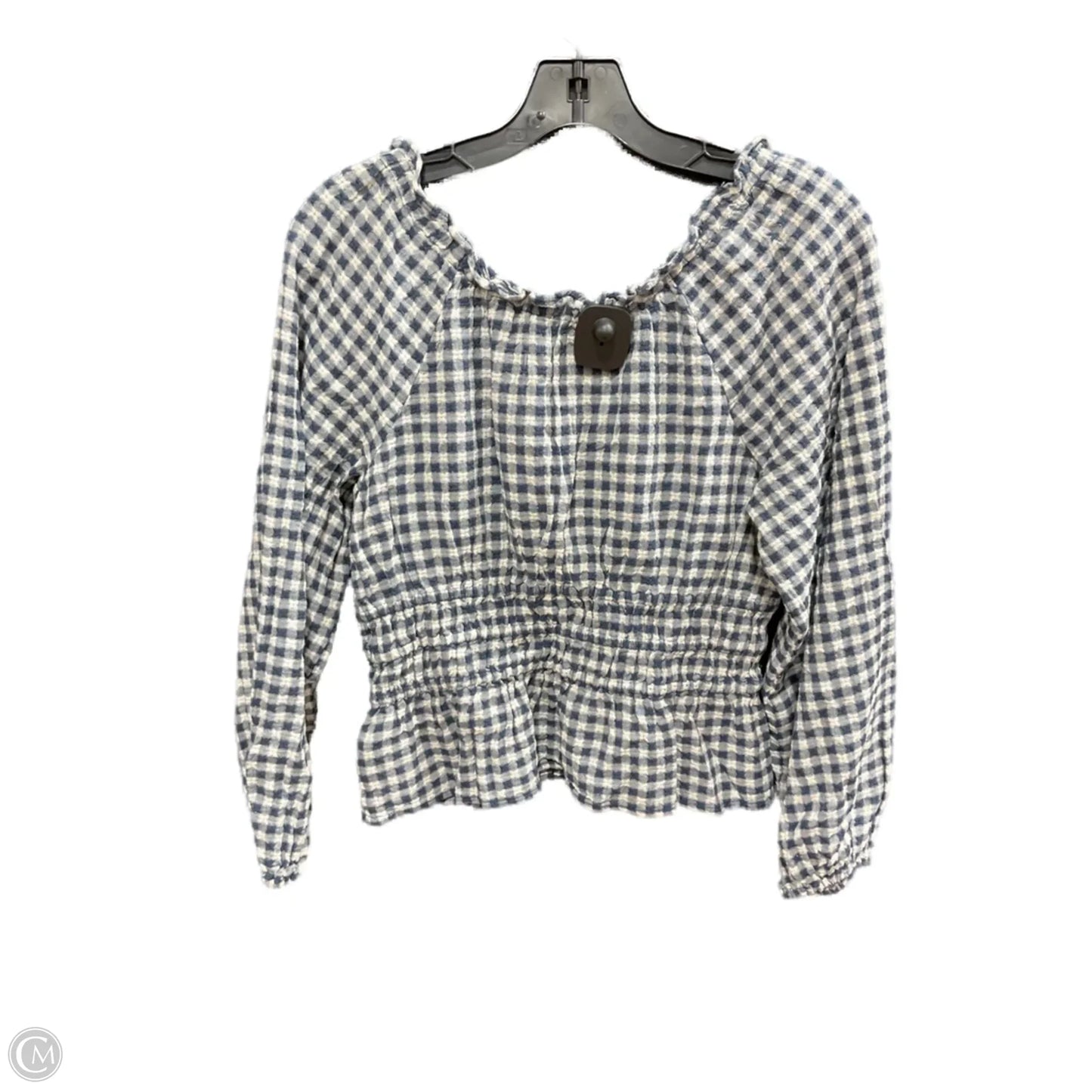 Top Long Sleeve By Madewell In Blue & Cream, Size: S