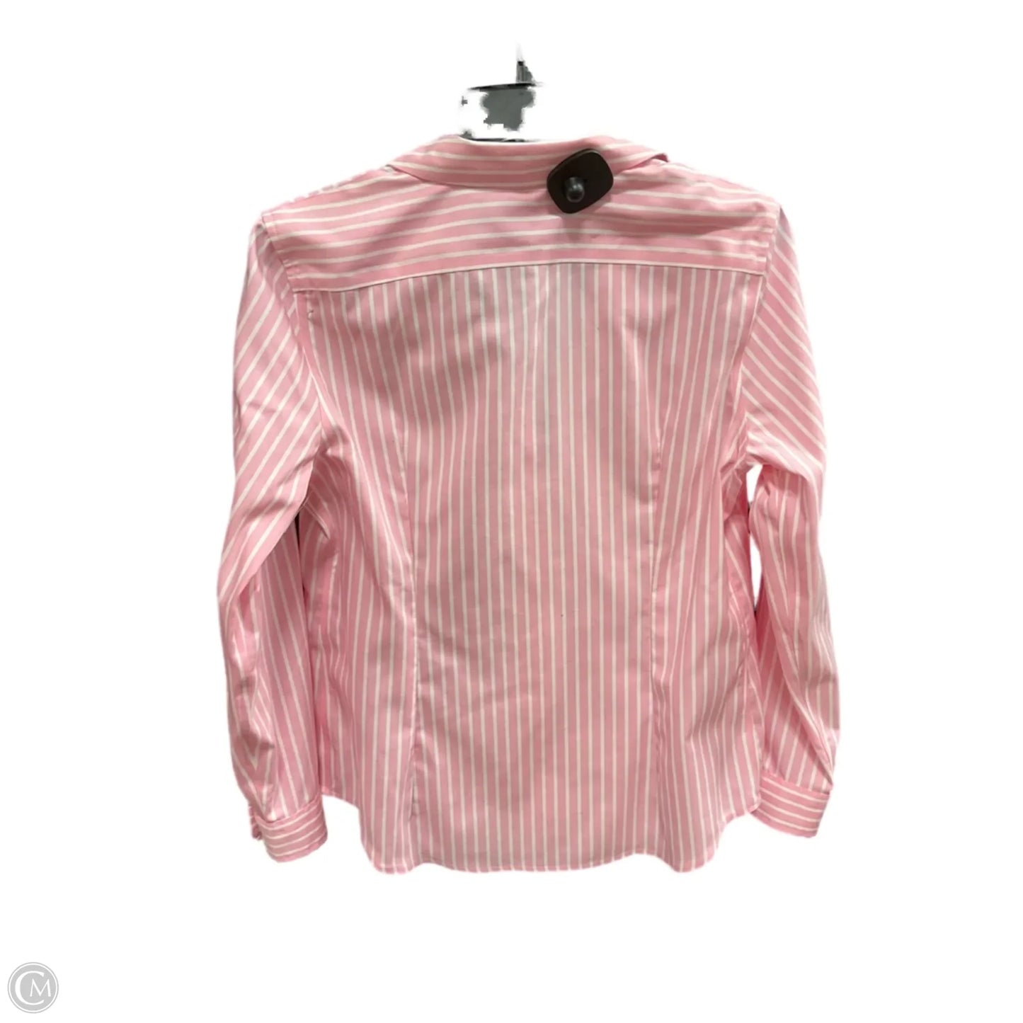 Blouse Long Sleeve By Jones New York In Pink & White, Size: M