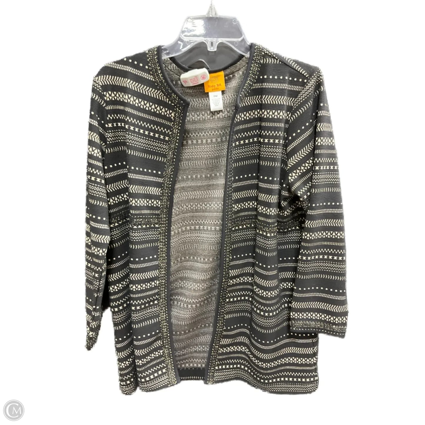 Sweater Cardigan By Ruby Rd In Black & Gold, Size: M