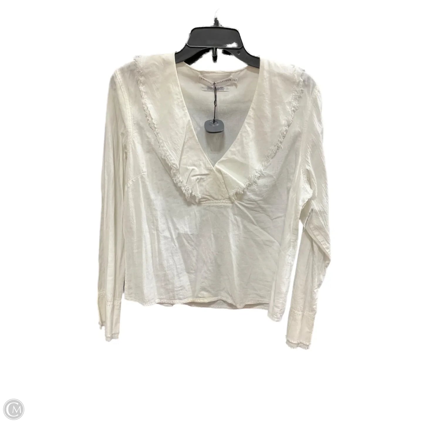 Top Long Sleeve By Tommy Hilfiger In Cream, Size: L