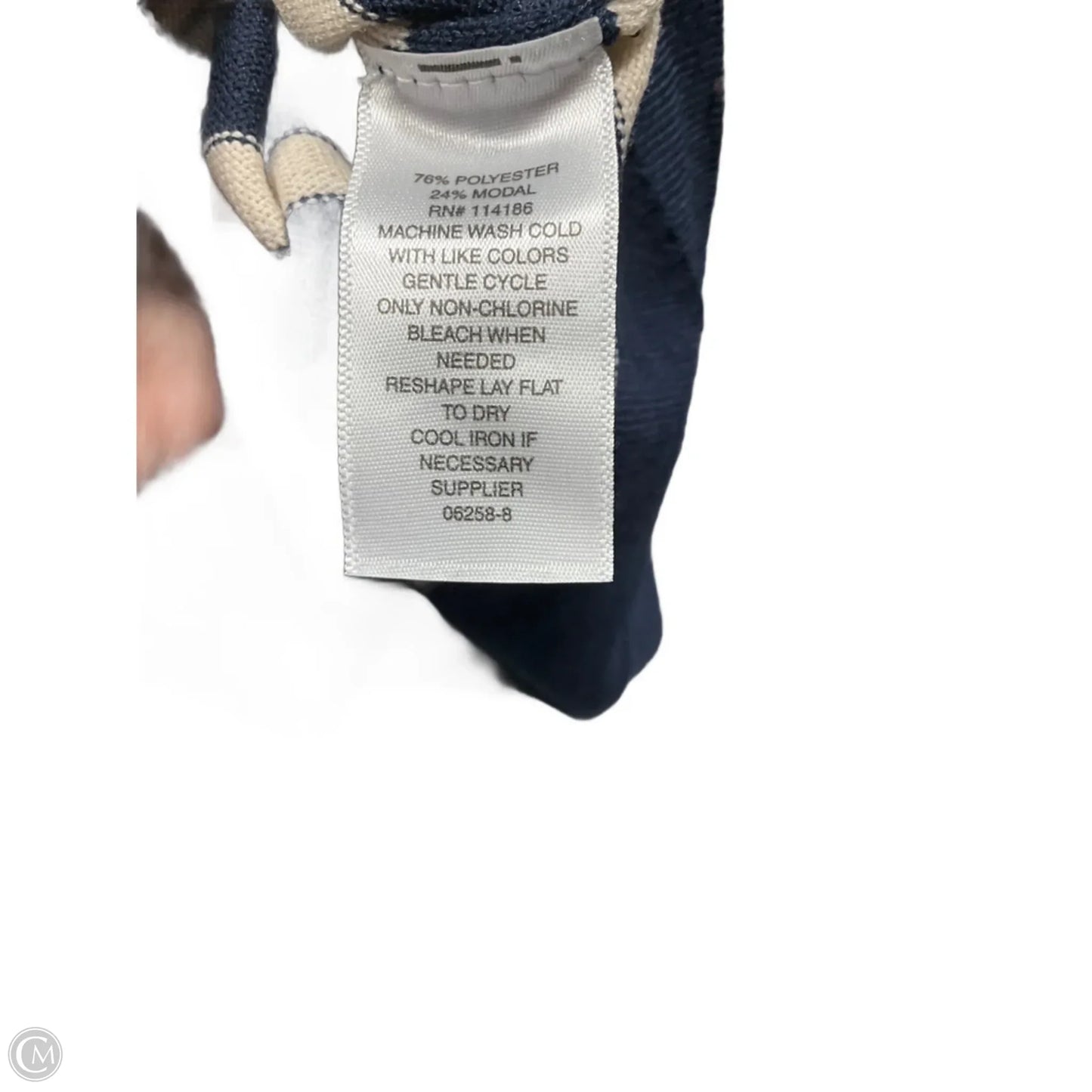 Top Long Sleeve By Liz Claiborne In Blue & Cream, Size: Xs