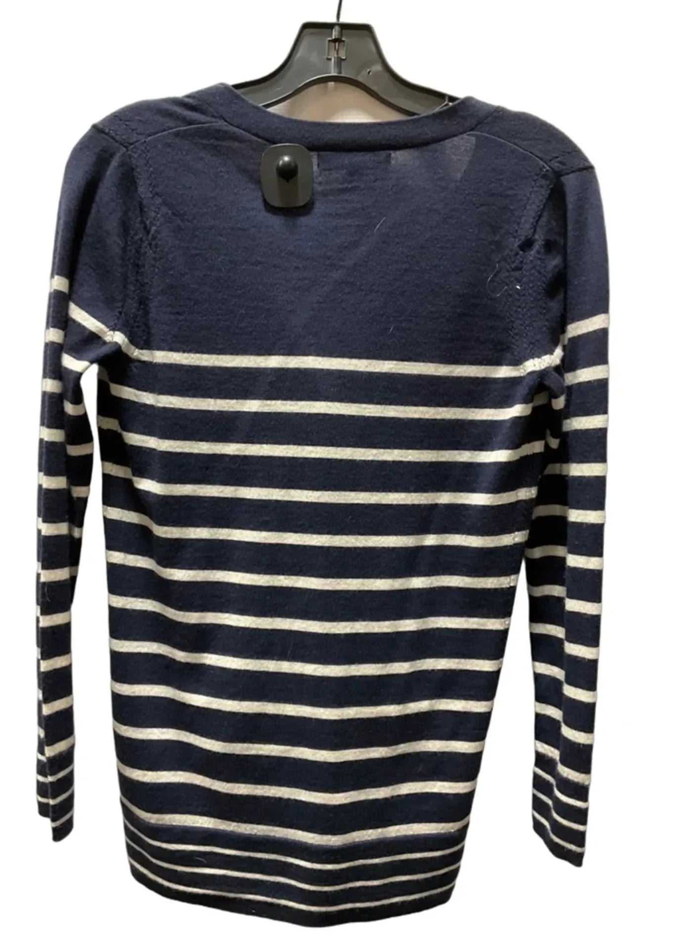 Sweater Cardigan By Banana Republic In Blue & White, Size: S