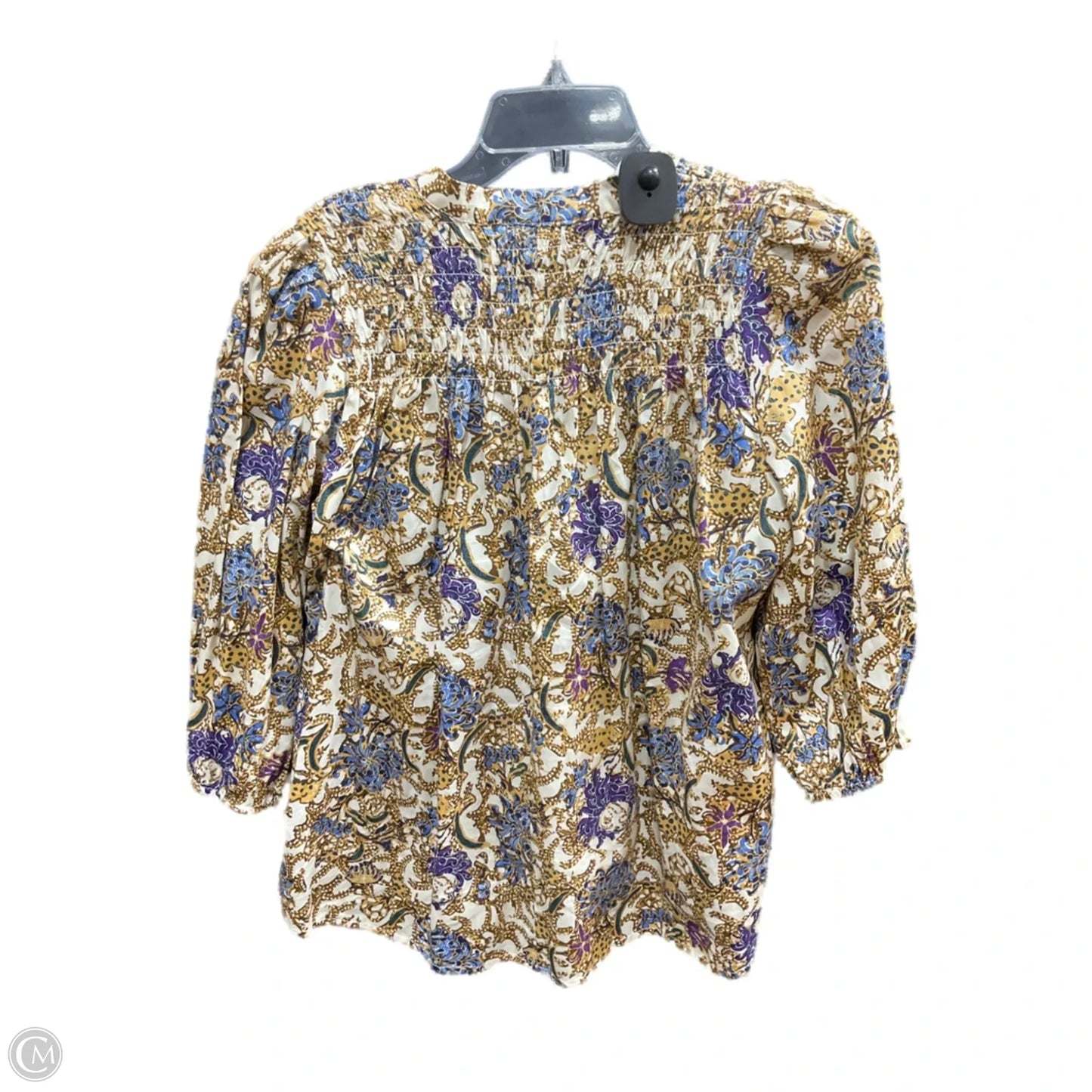 Top 3/4 Sleeve By Ophelia Roe In Tan & White, Size: M