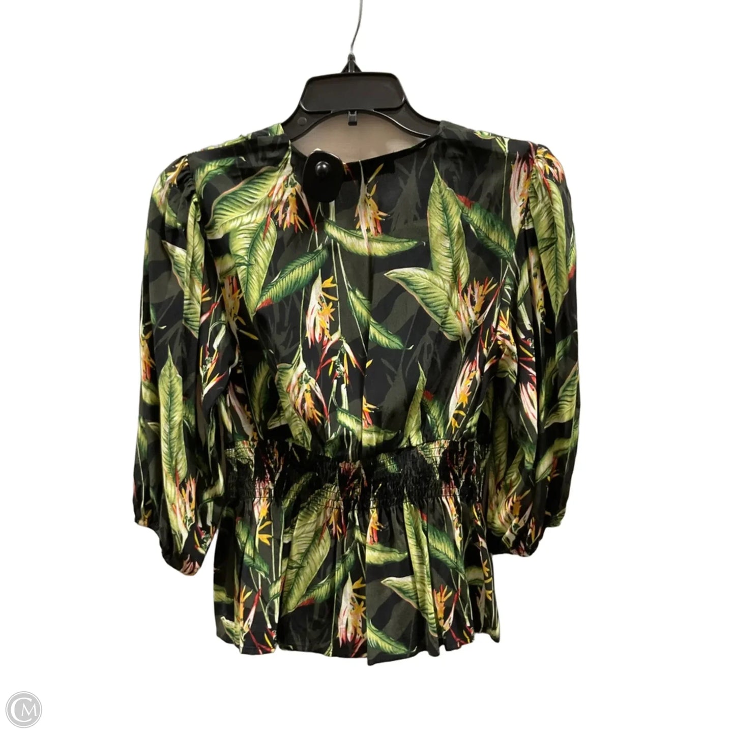Top 3/4 Sleeve By Bcbgmaxazria In Tropical Print, Size: Xxs