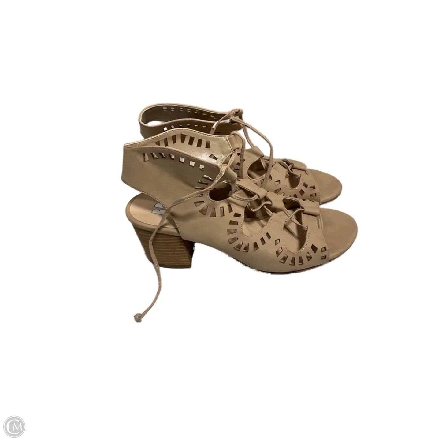 Sandals Heels Block By Clothes Mentor In Tan, Size: 7.5
