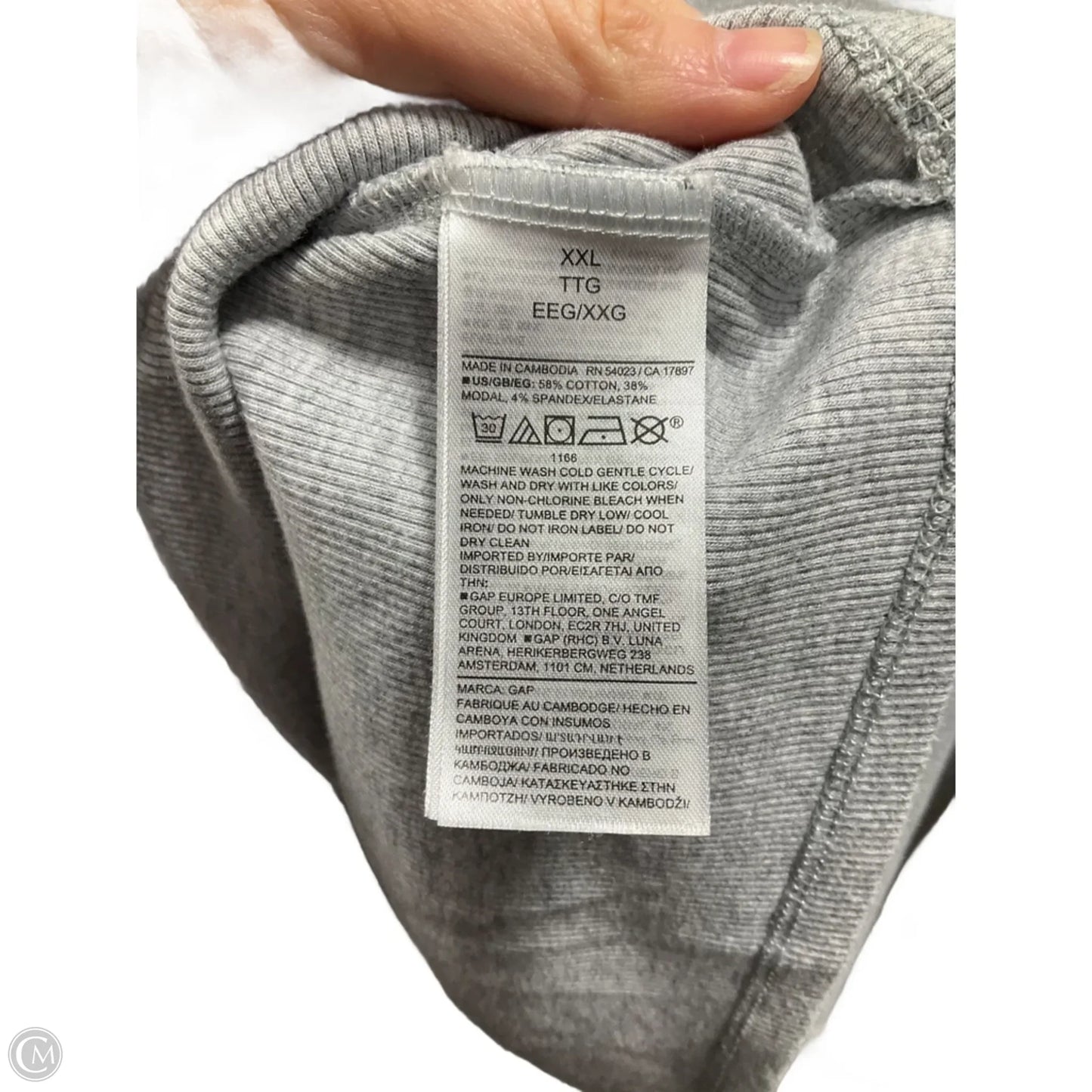 Top Long Sleeve Basic By Gap In Grey, Size: Xxl