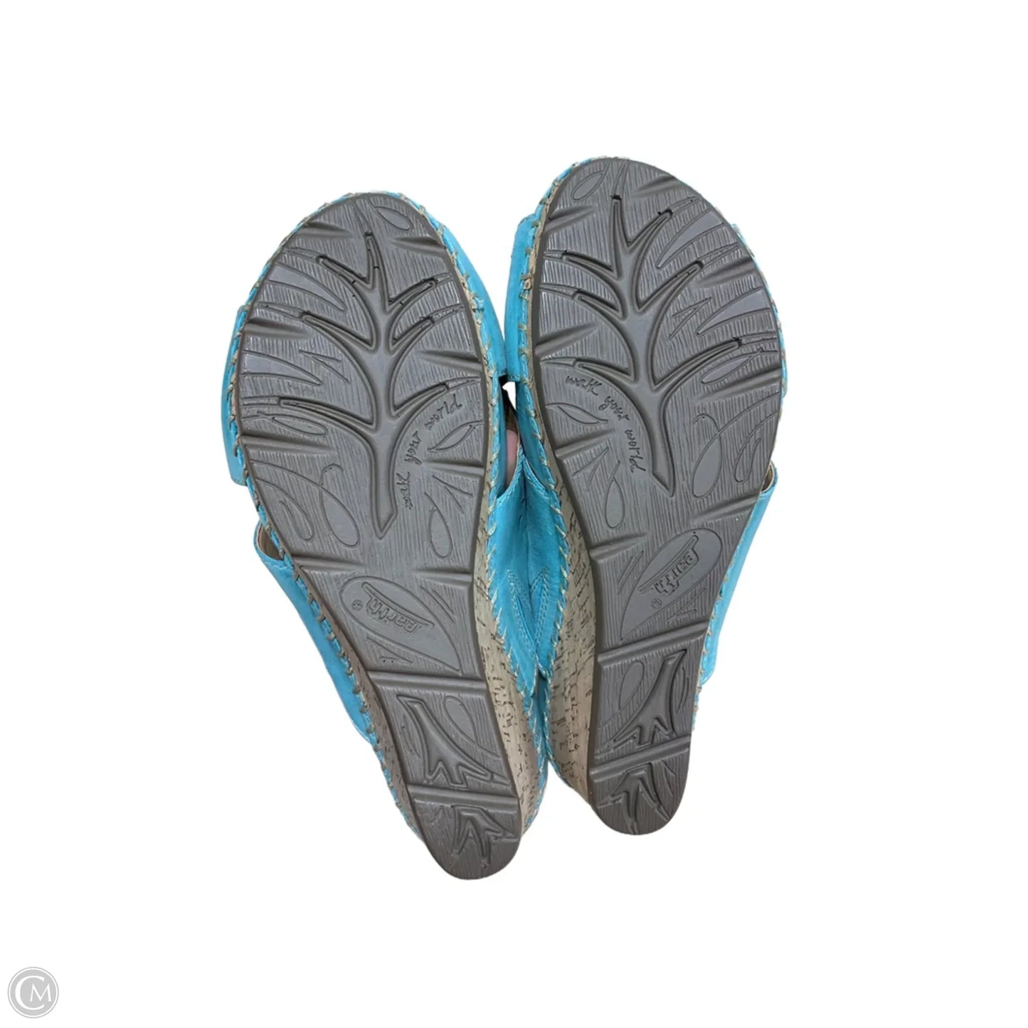 Sandals Heels Wedge By Earth In Teal, Size: 8
